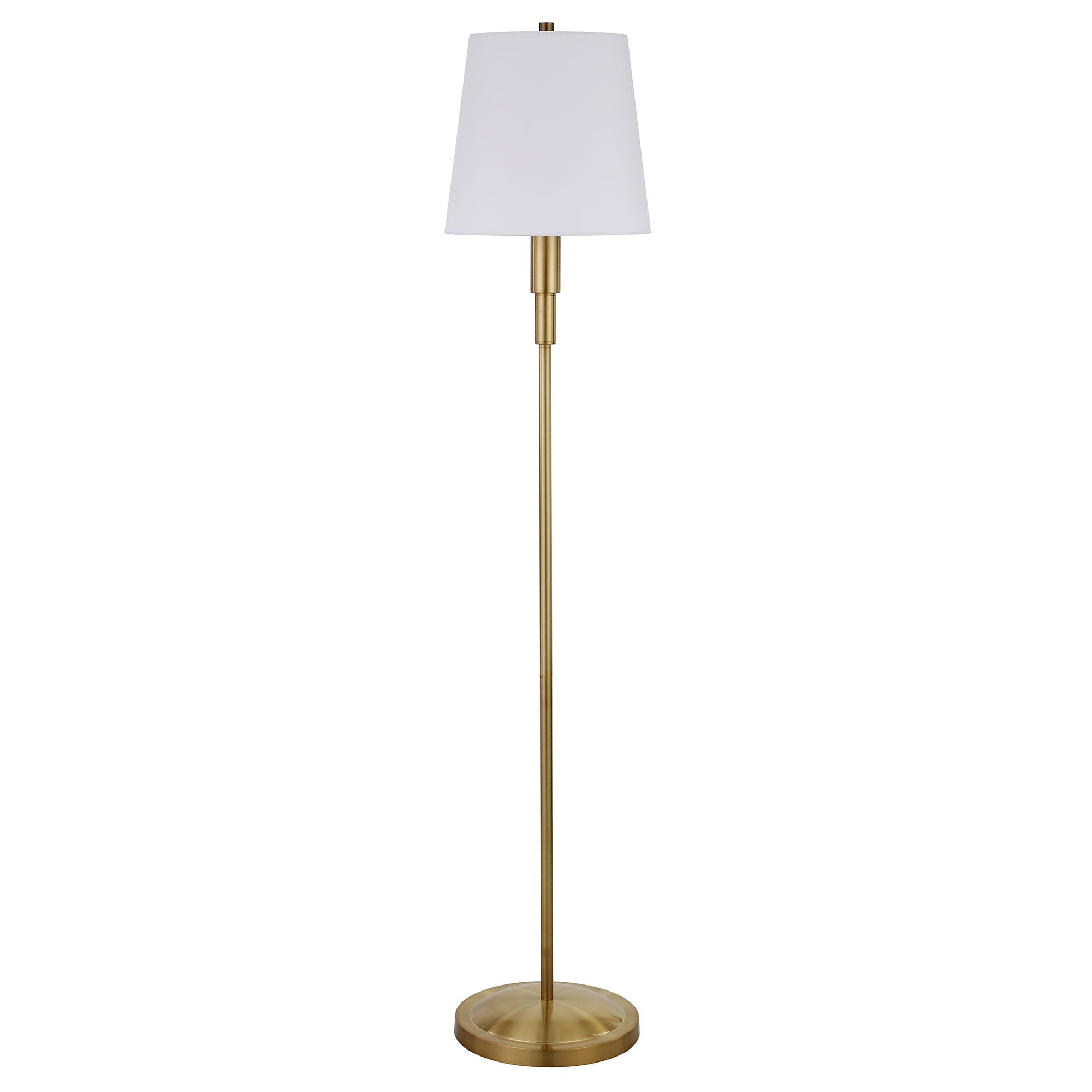 Brass and White Metal Floor Lamp with Empire Shade