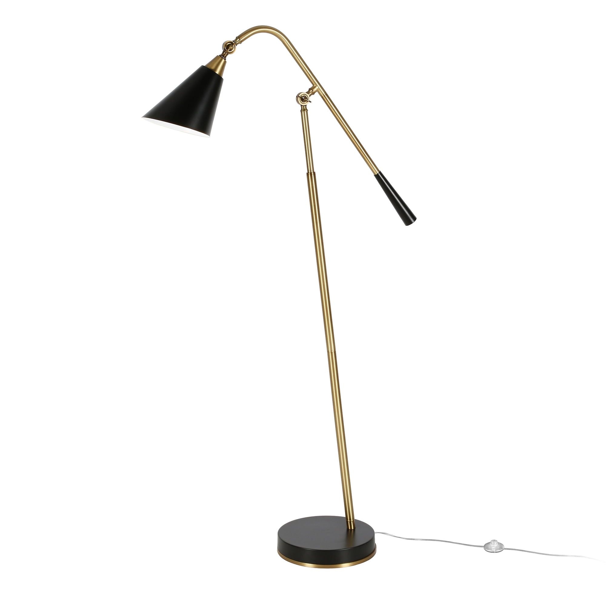 Adjustable Brass and Matte Black Floor Lamp