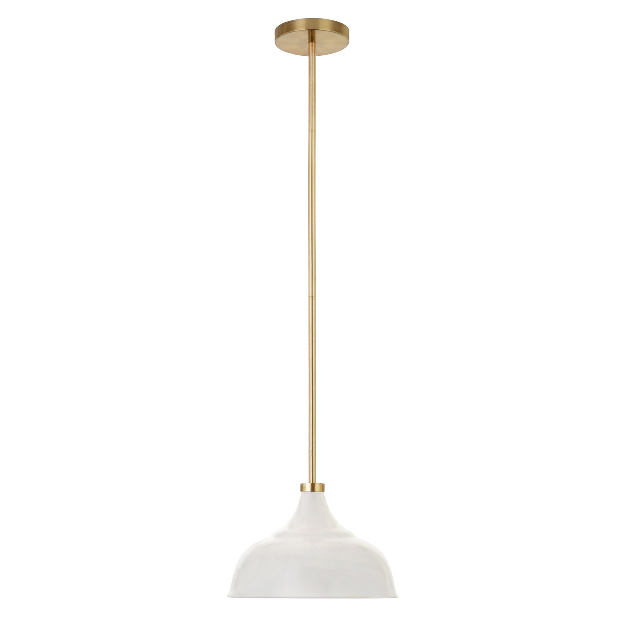 Matte White and Brass Metal 10.75" Modern Pendant Light