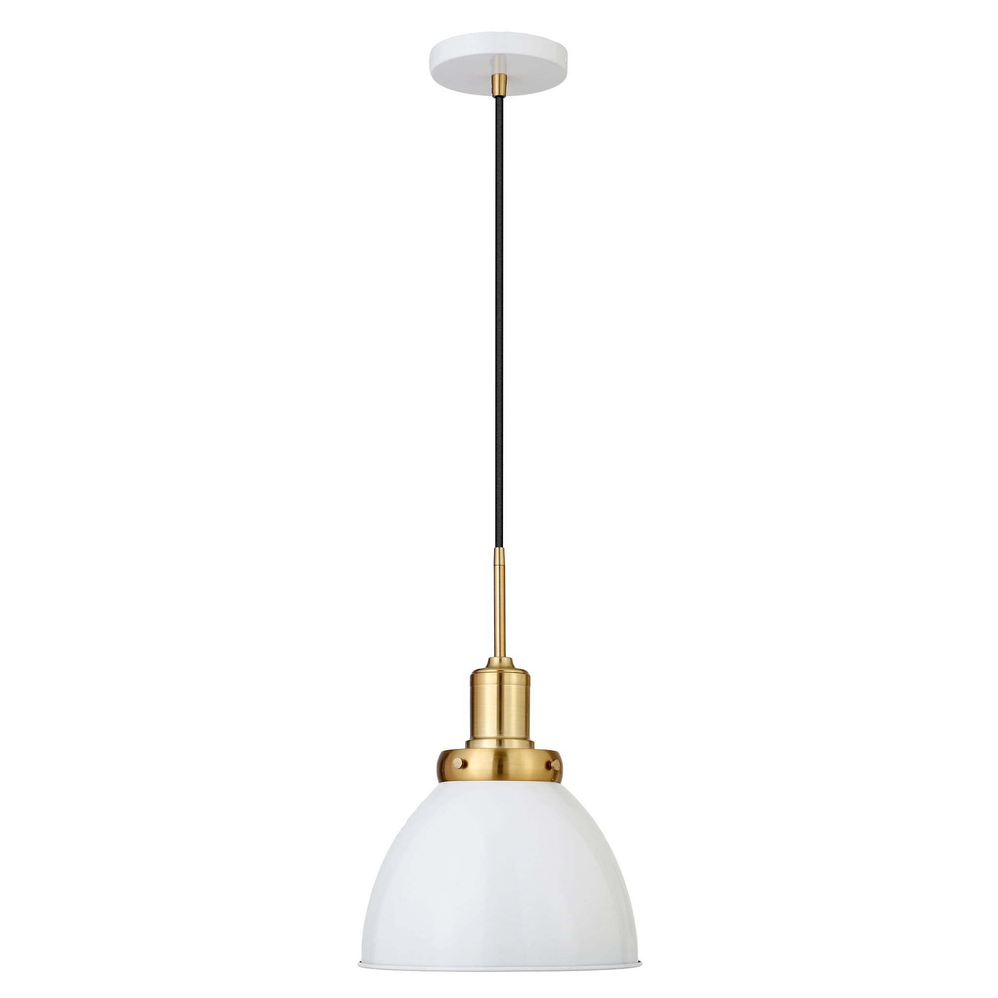 Modern 12" White Polished Nickel Dome Pendant Light