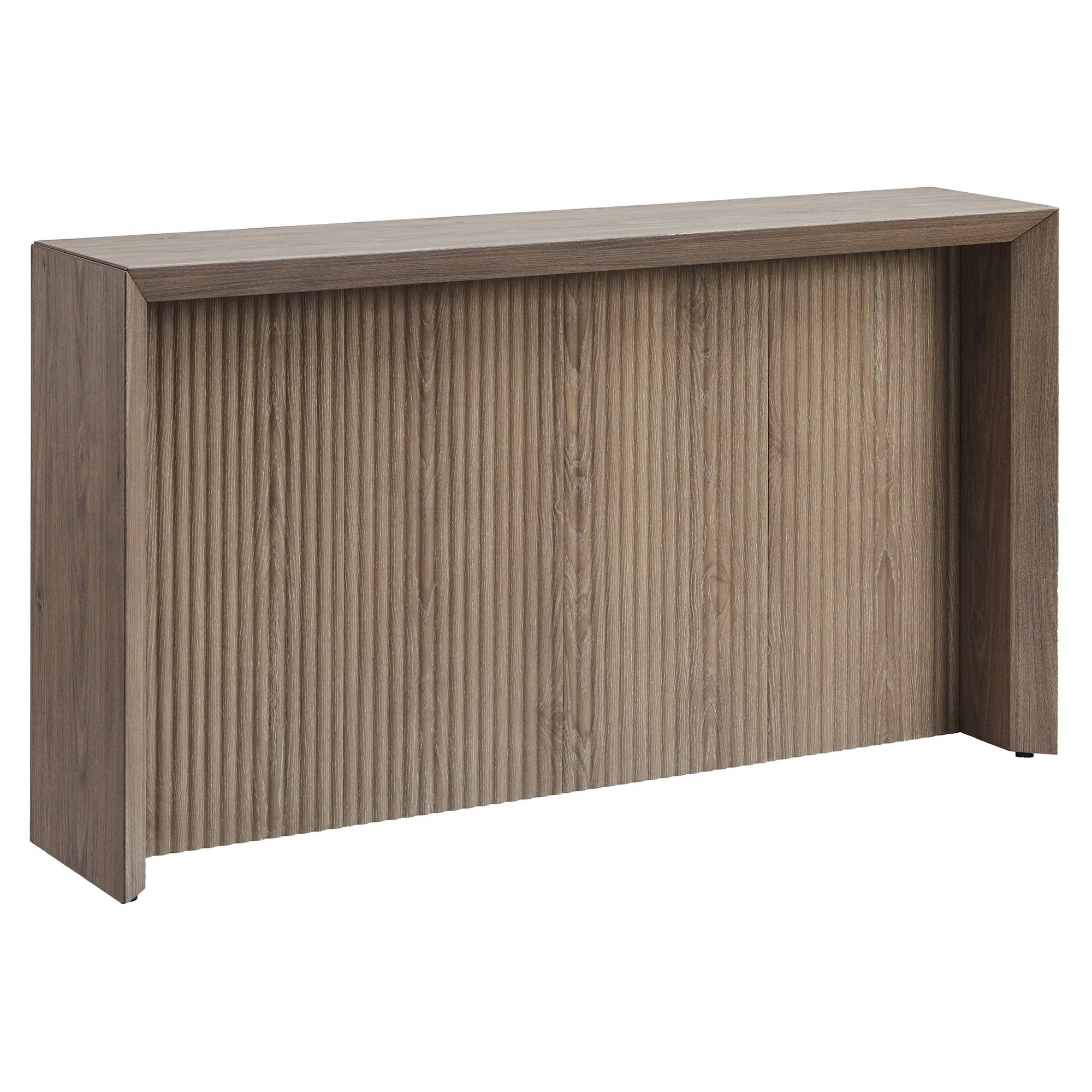 Antiqued Gray Oak Rectangular Hallway Table with Ridged Storage