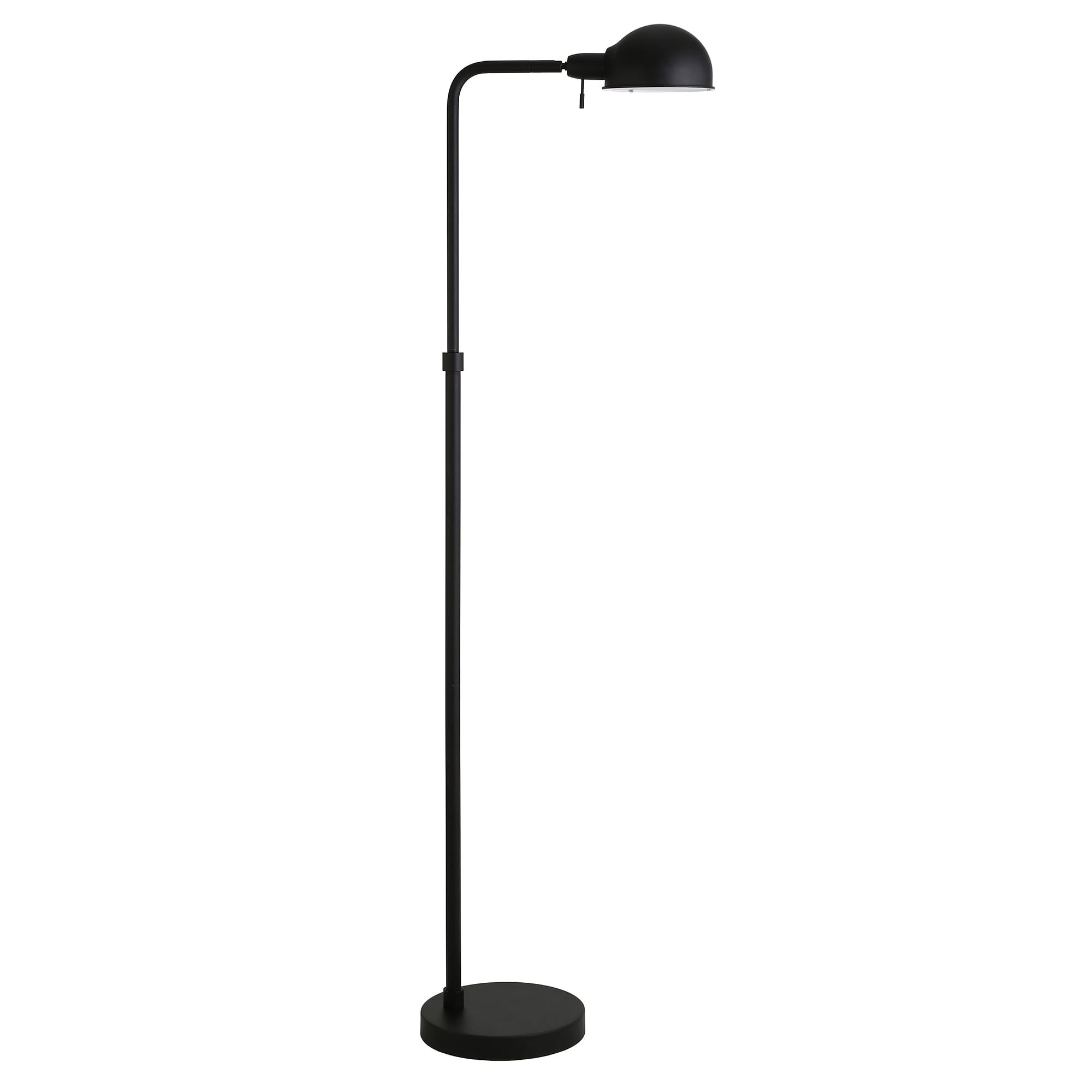 Adjustable 66" Blackened Bronze LED Arc Floor Lamp with Metal Dome Shade