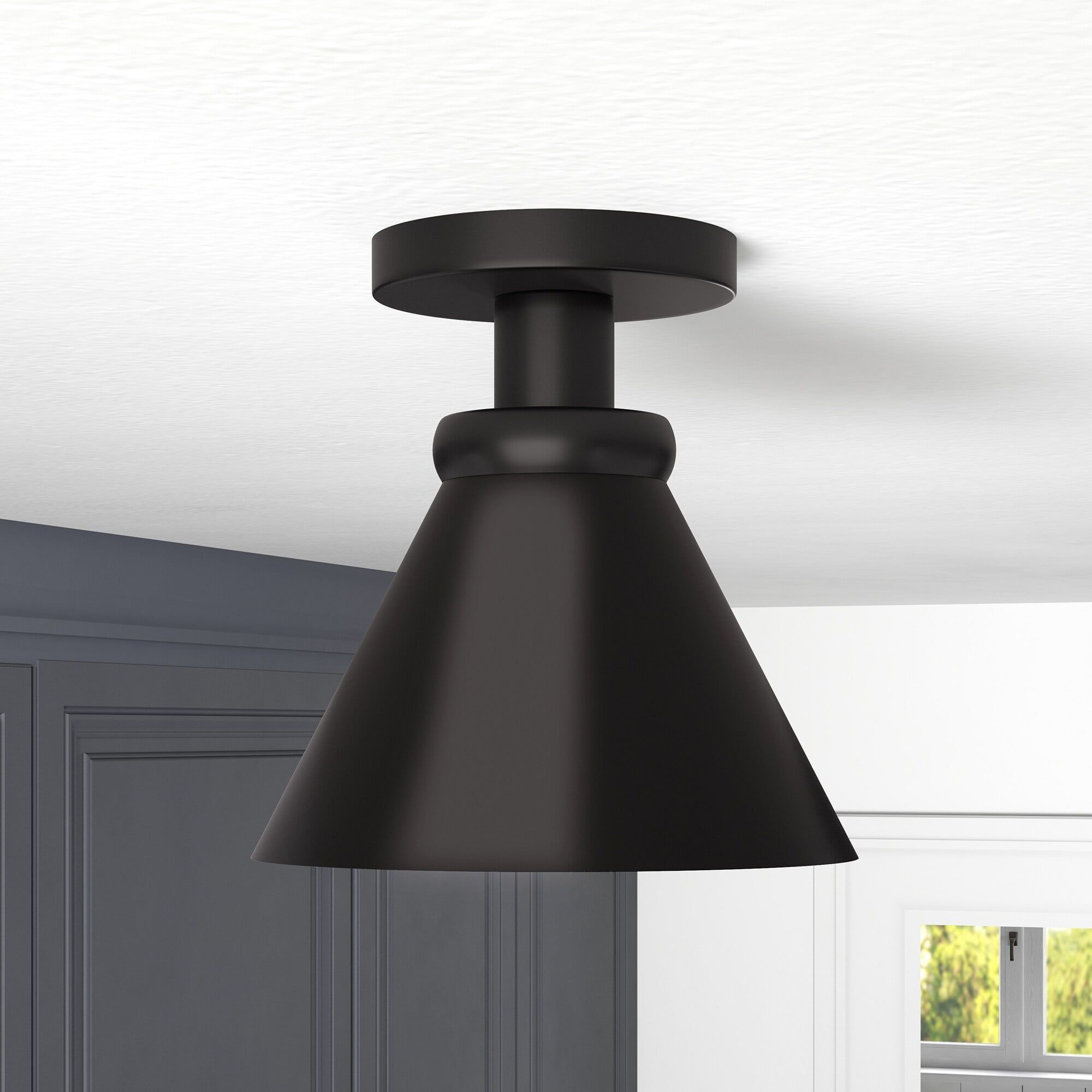 Blackened Bronze 8.5" Semi Flush Mount Ceiling Light