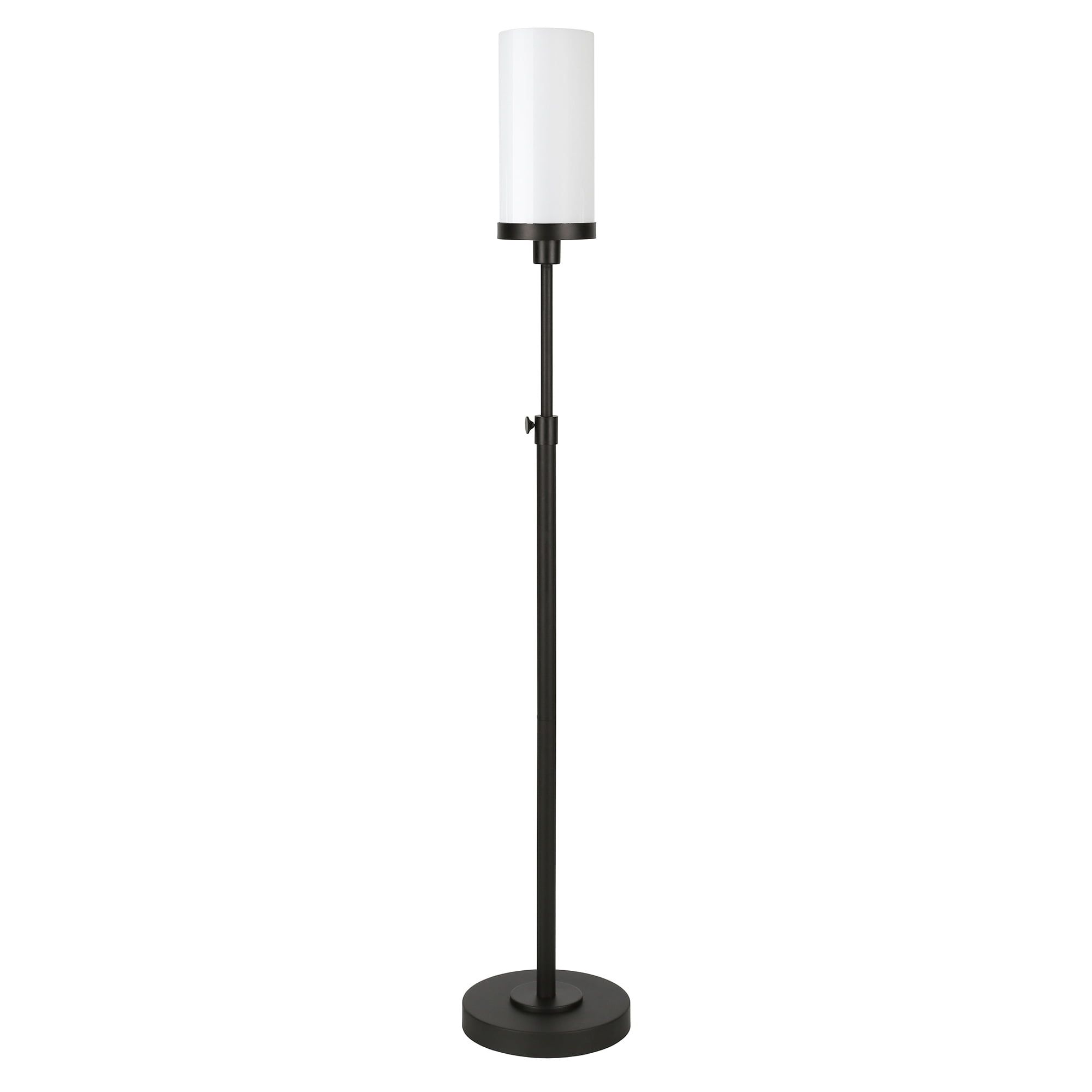 Frieda 66" Industrial Floor Lamp with White Milk Glass Shade