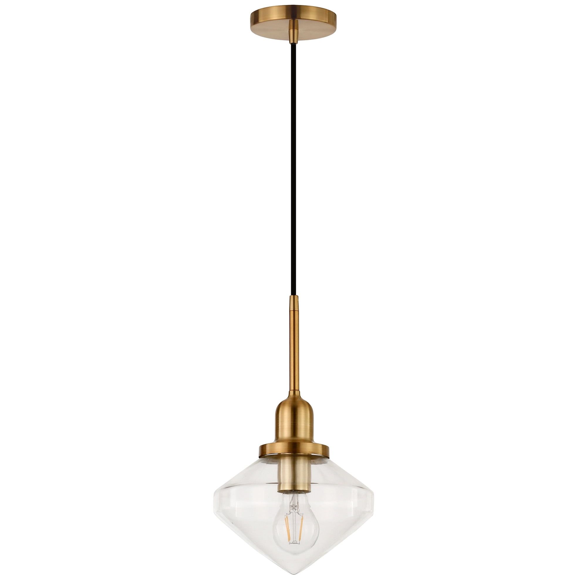 Zaria Brushed Gold Clear Glass Globe Pendant with Adjustable Cord