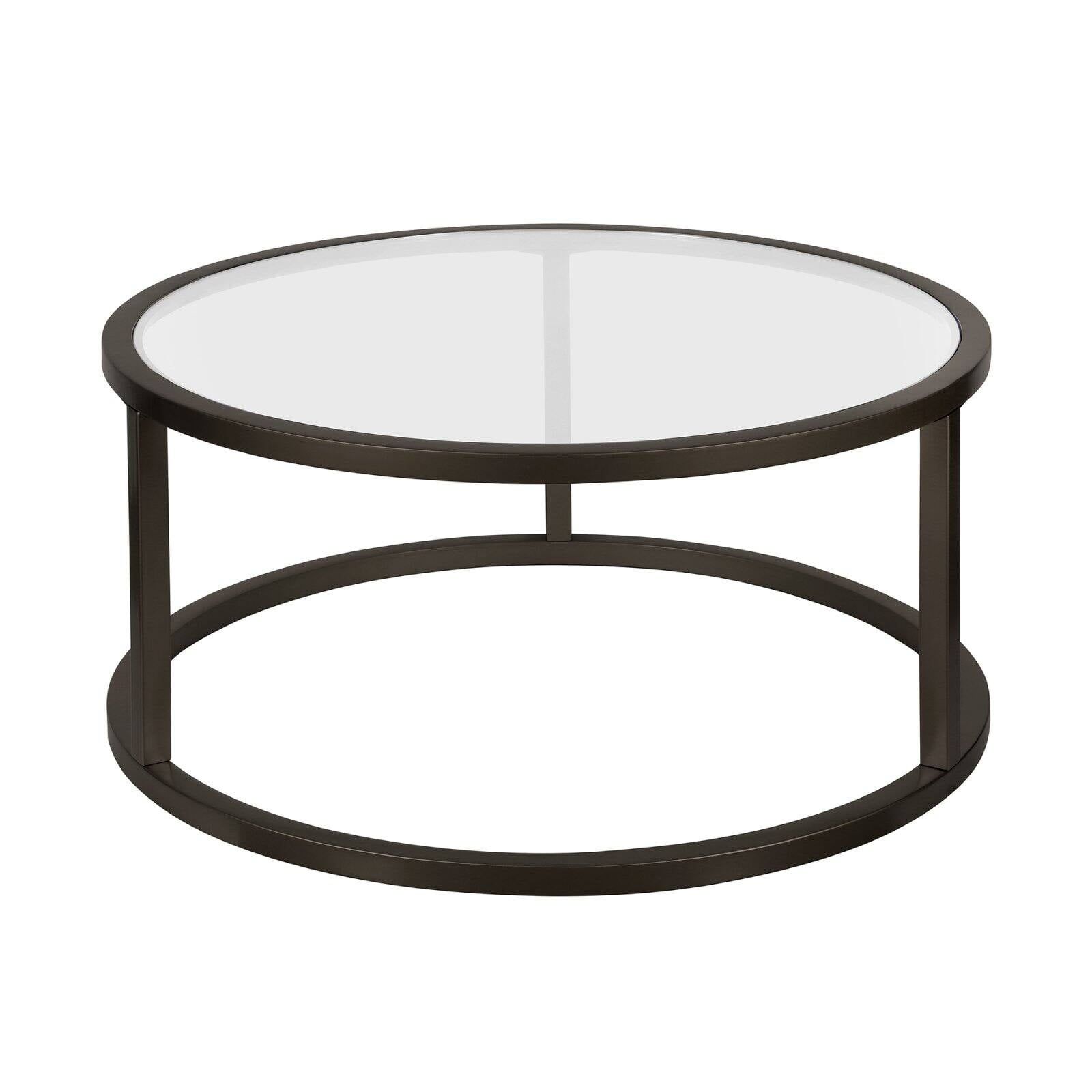 Parker Urban 35" Round Blackened Bronze Glass Coffee Table