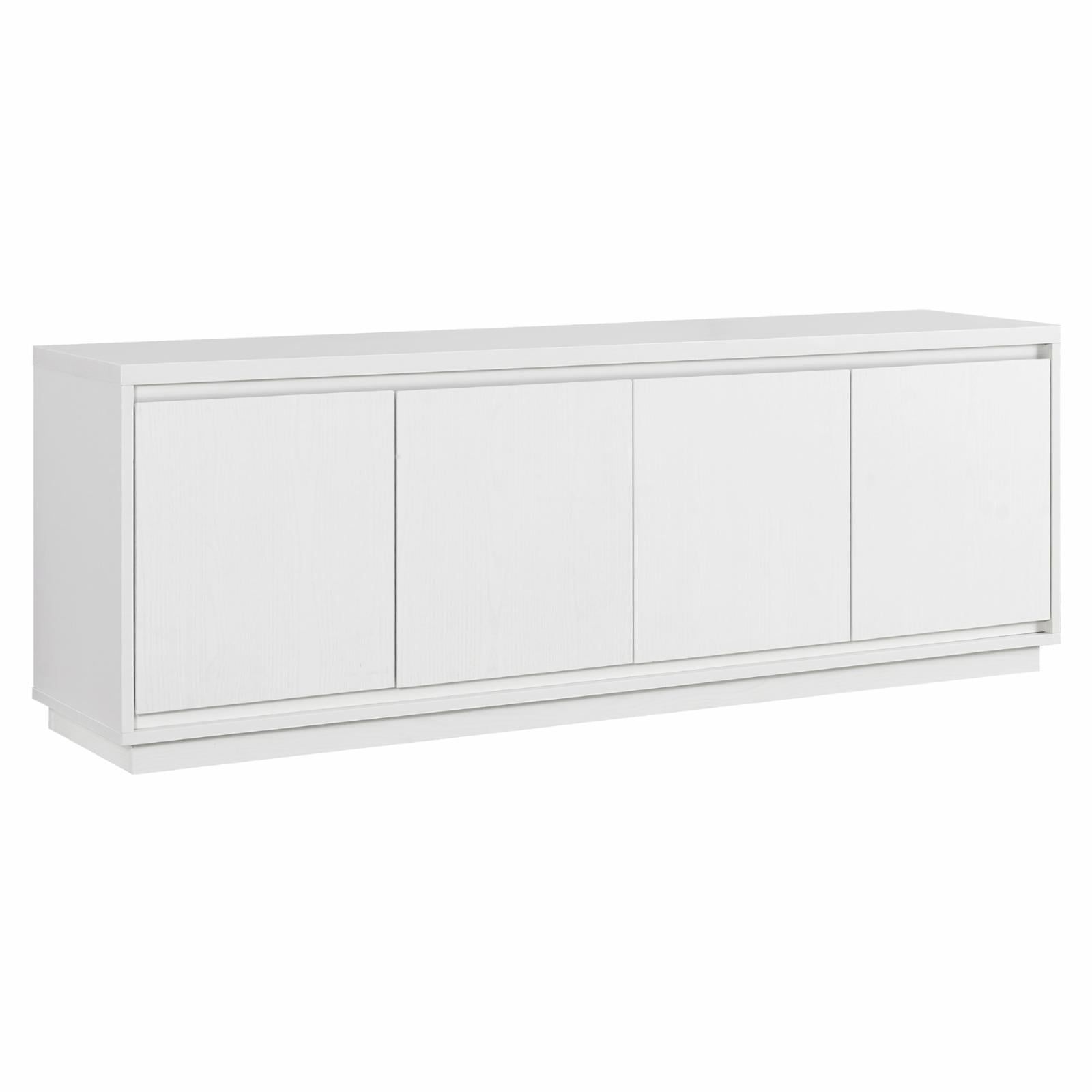 White Rectangular TV Stand with Cabinets for 75" TVs