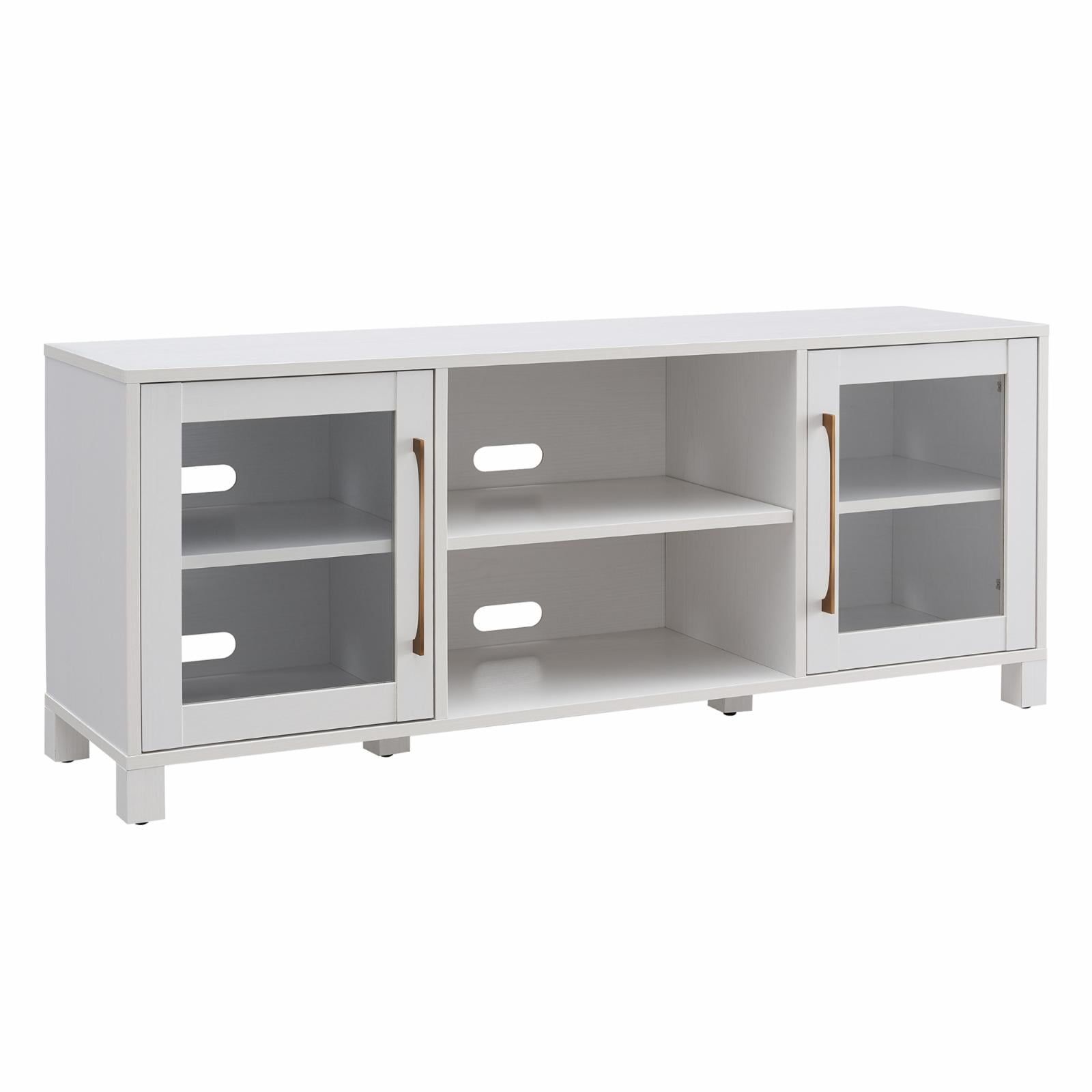 Quincy 58" White TV Stand with Glass Doors