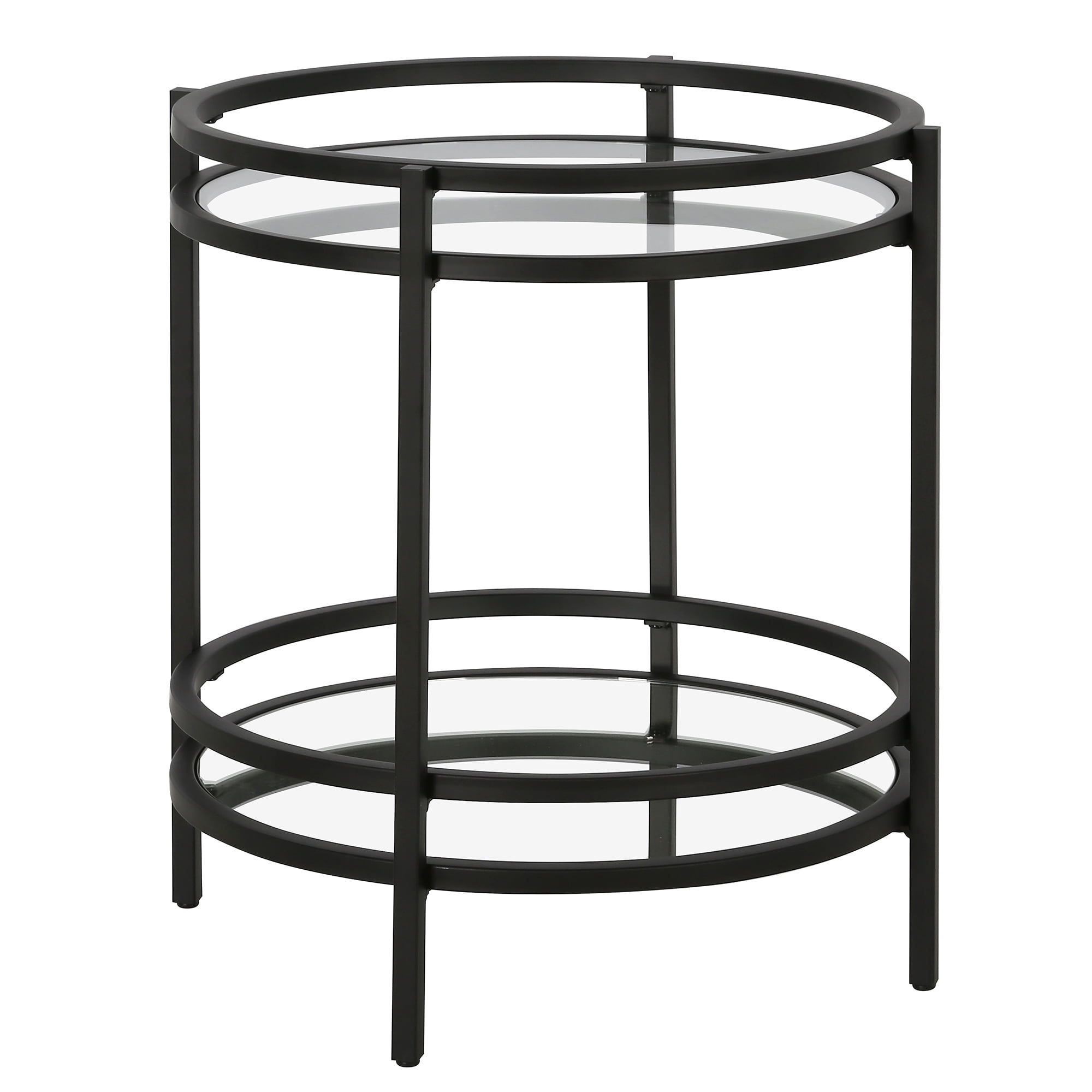 Modern Blackened Bronze 20" Round Metal & Glass Side Table