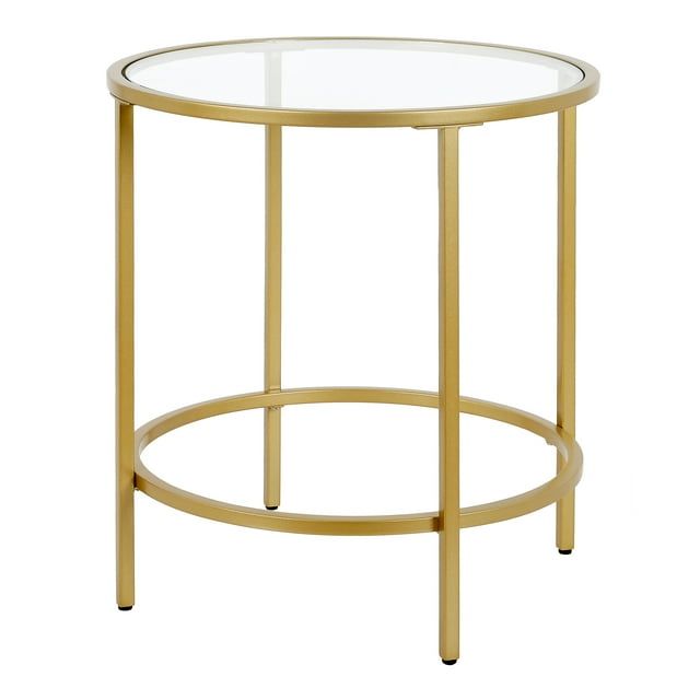 Brass and Glass Round 20" Side Table