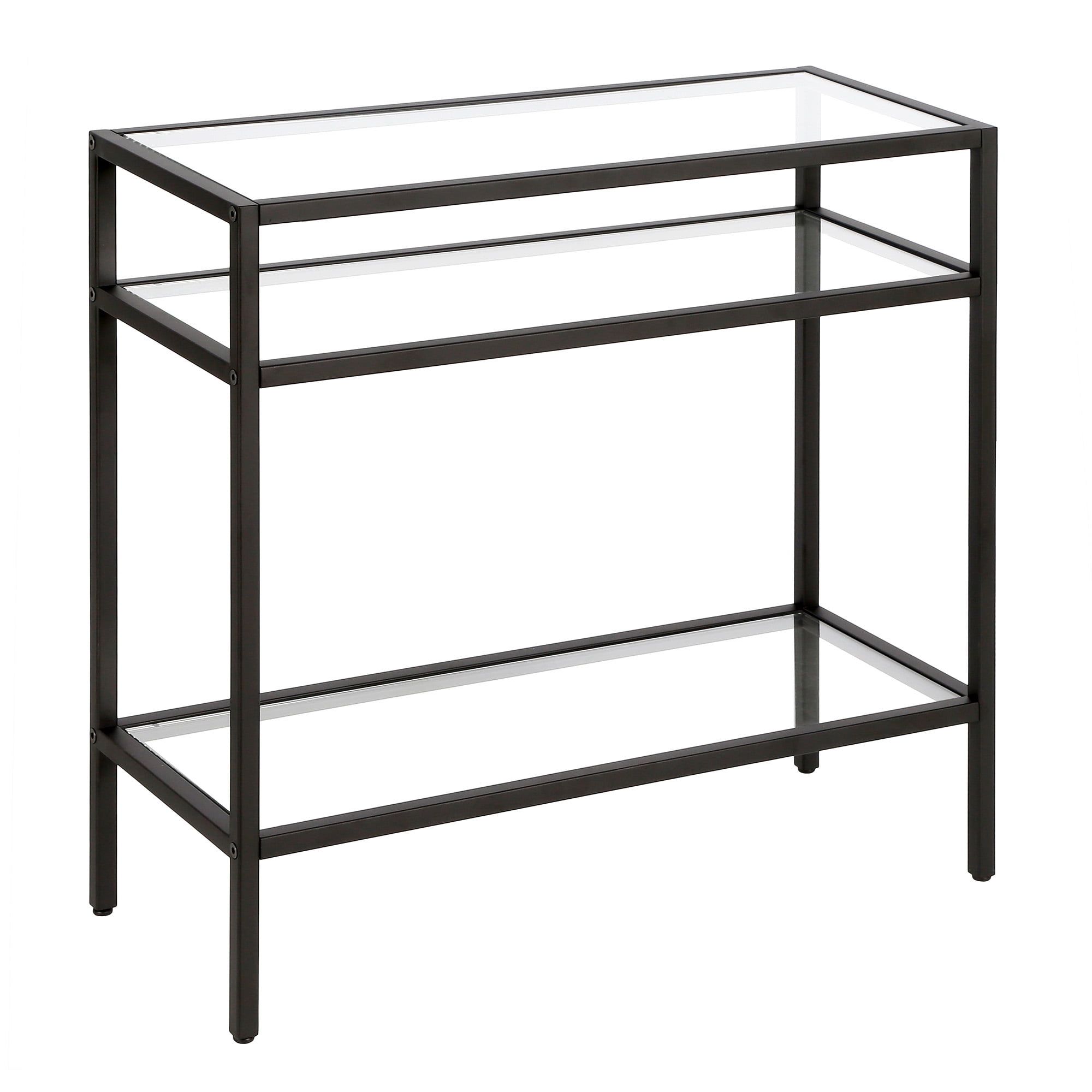 24" Blackened Bronze and Glass Rectangular Side Table