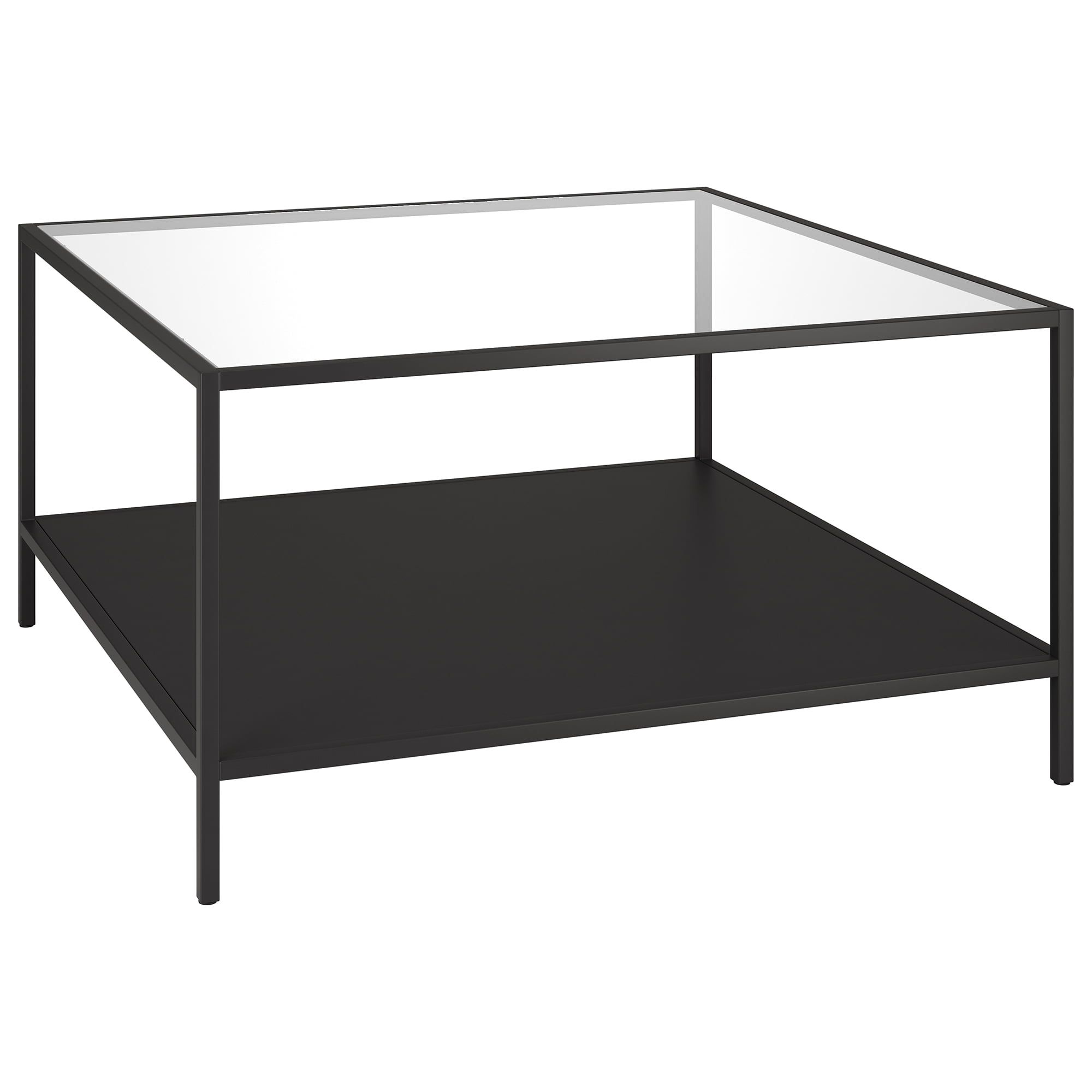 Sivil 32" Square Blackened Bronze Glass Coffee Table