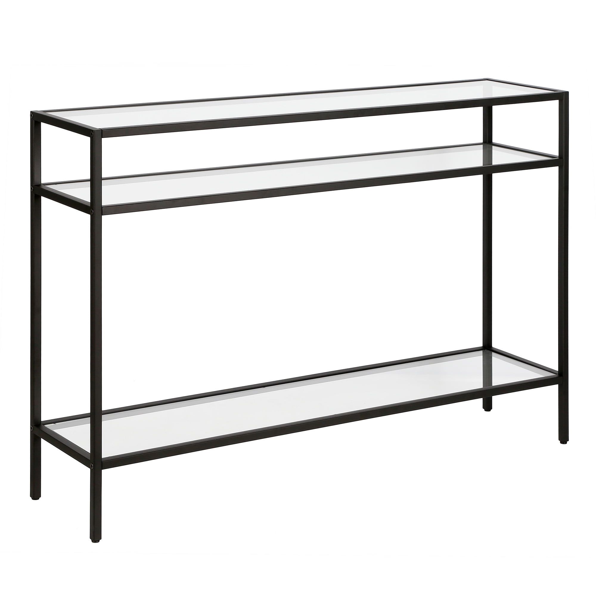 Siviline 42'' Blackened Bronze Glass Console Table with Storage