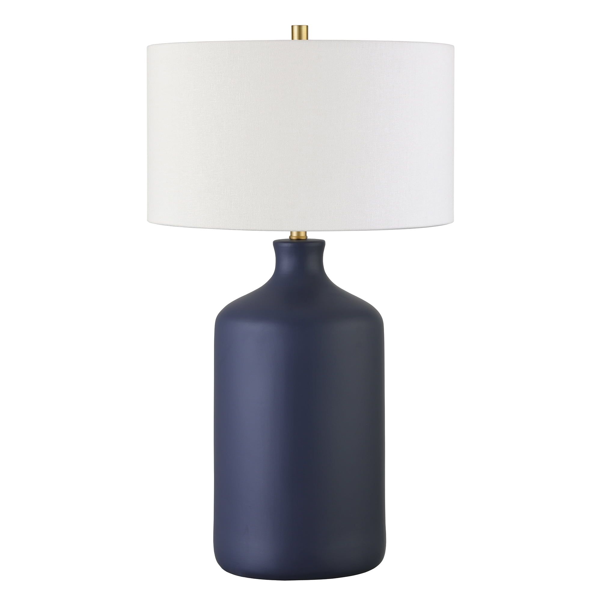 Sloane Matte Navy Ceramic Table Lamp with White Drum Shade