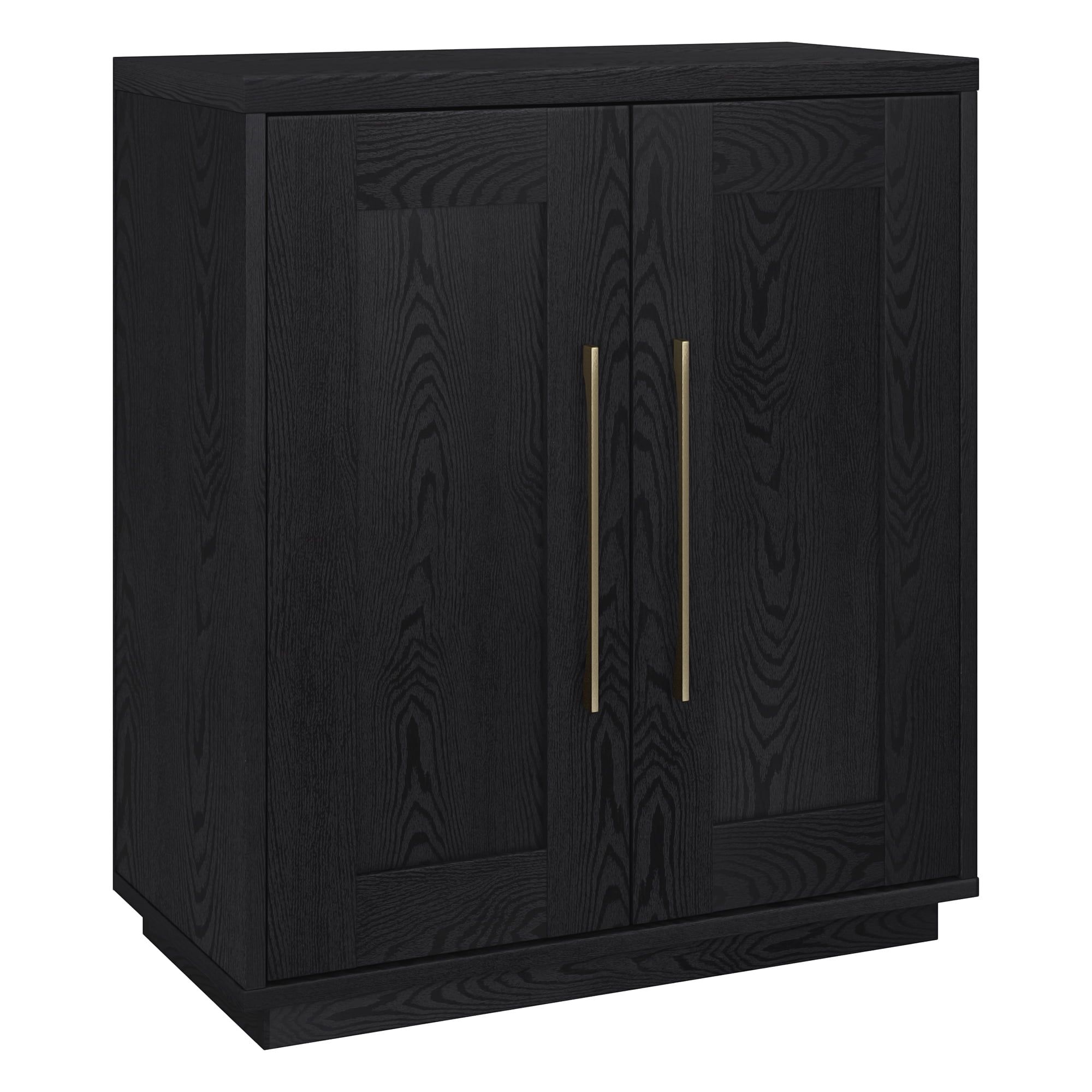 Black Grain MDF Office Accent Cabinet with Adjustable Shelving