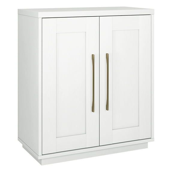 White Engineered Wood Freestanding Office Cabinet with Adjustable Shelving