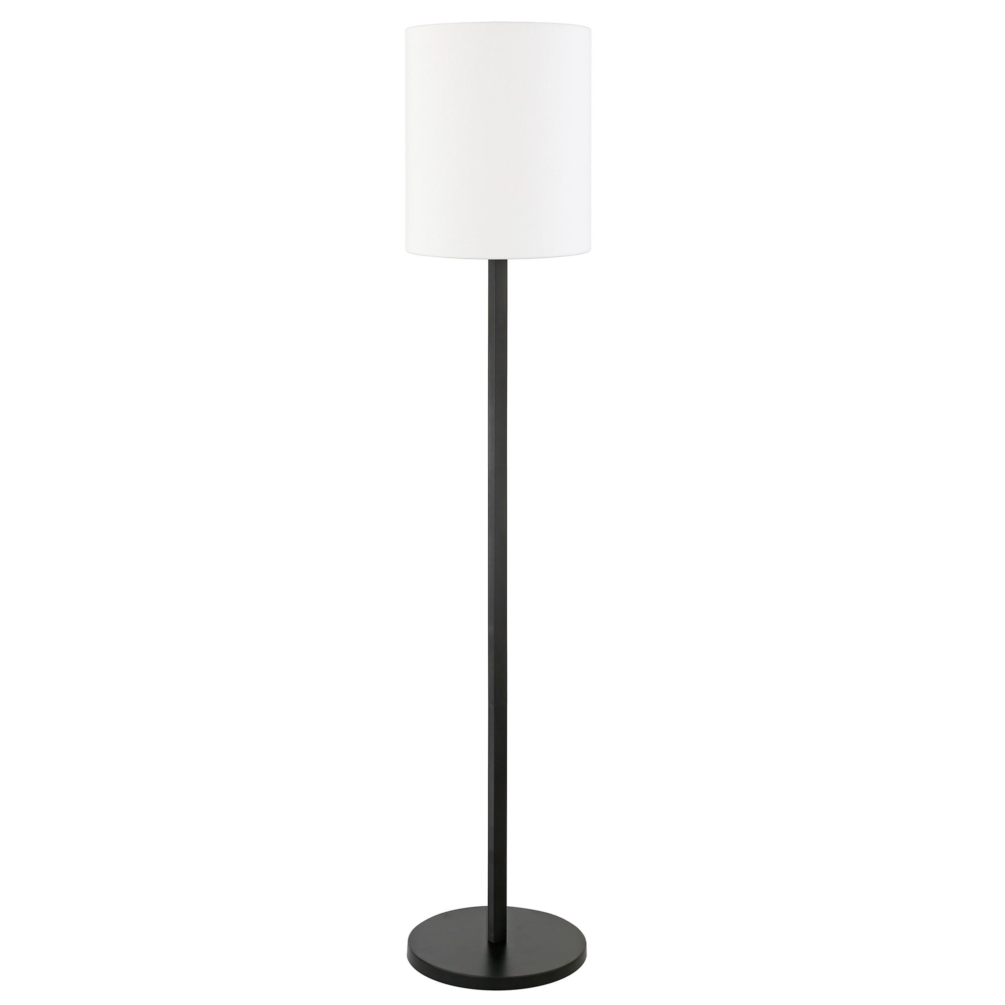 Braun 62" Blackened Bronze Floor Lamp with White Drum Shade