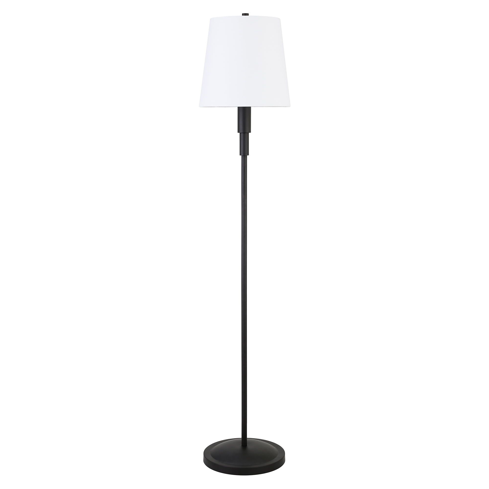 Sleek Blackened Bronze Floor Lamp with Crisp White Linen Shade