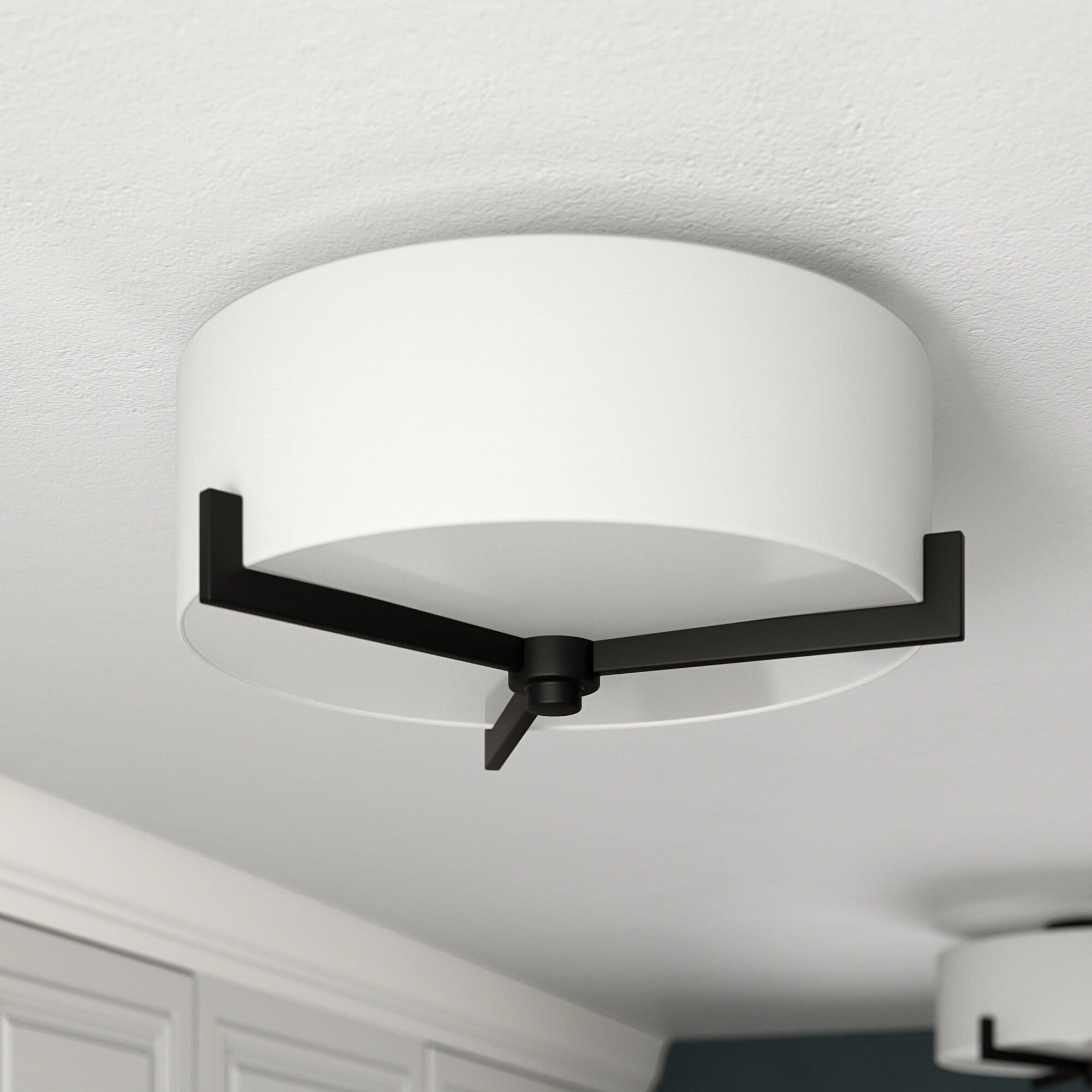 Blackened Bronze 17.63" Semi Flush Mount with Fabric Shade