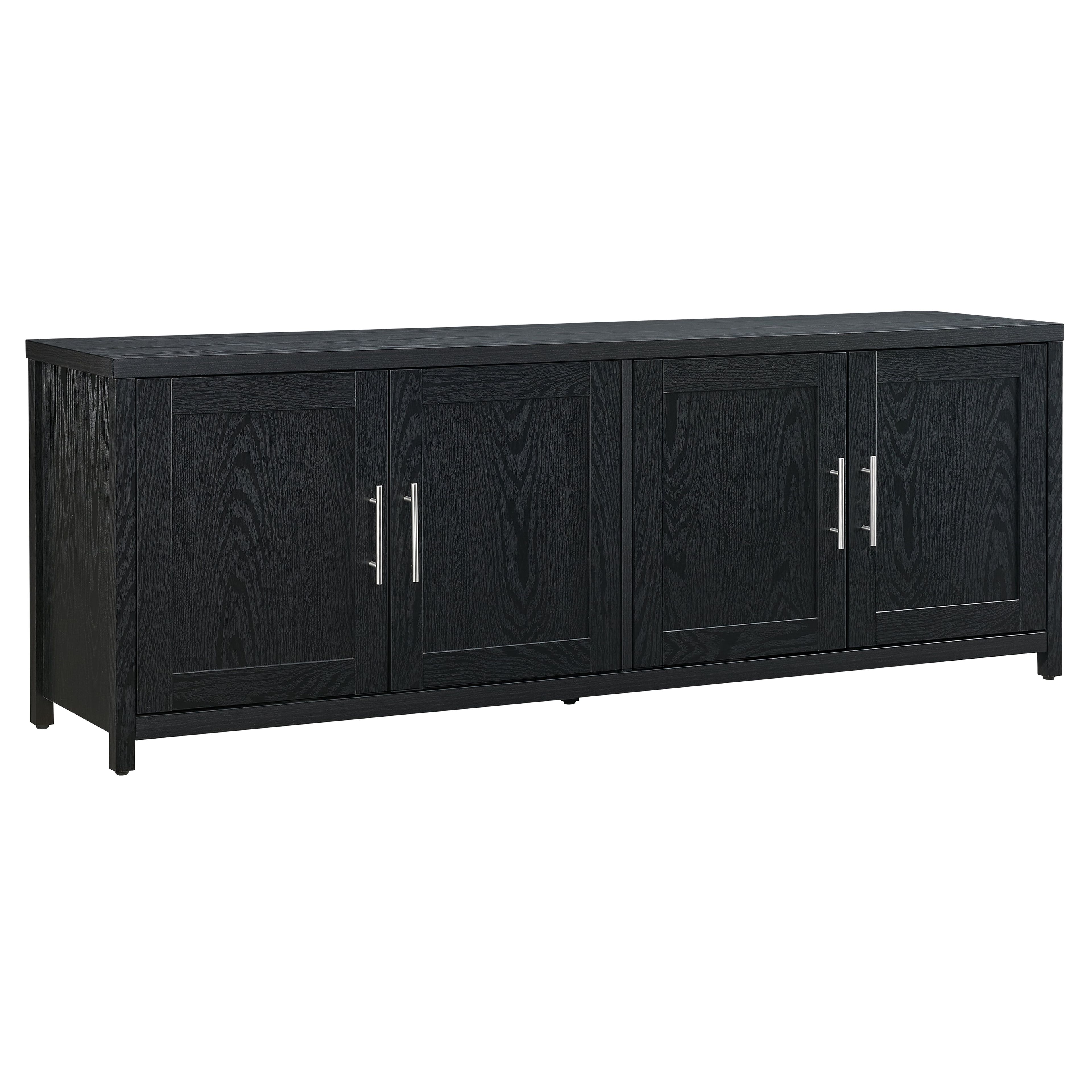 Transitional Black Grain MDF TV Stand with Enclosed Cabinets