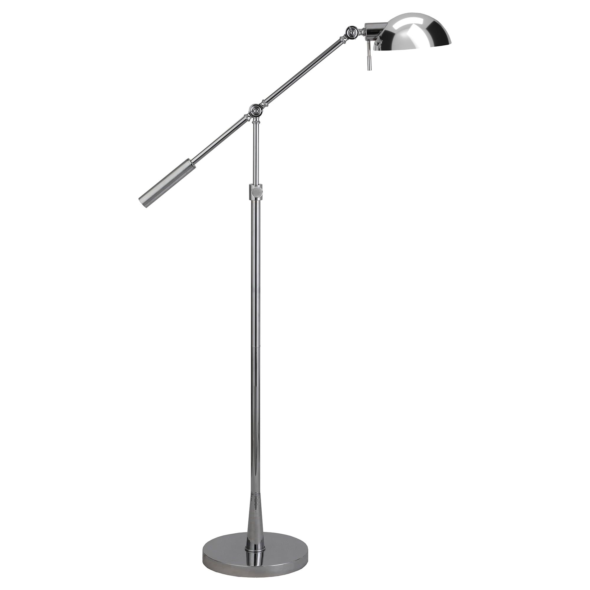 Polished Nickel Adjustable Floor Lamp with Dome Shade