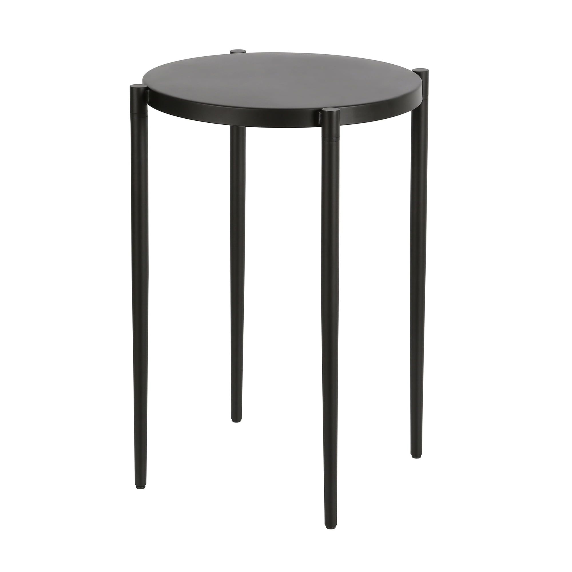 Wayne 18" Round Blackened Bronze Metal & Glass Side Table