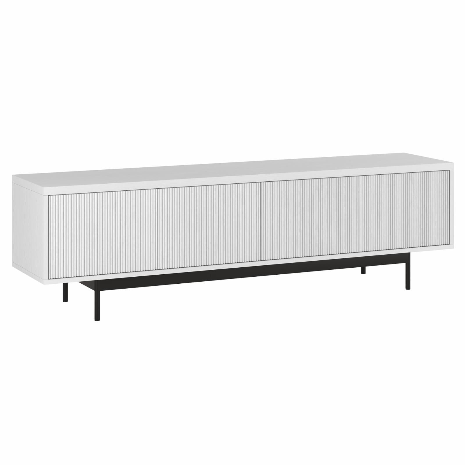 Whitman White Ridged TV Stand with Cabinet for TVs up to 75"