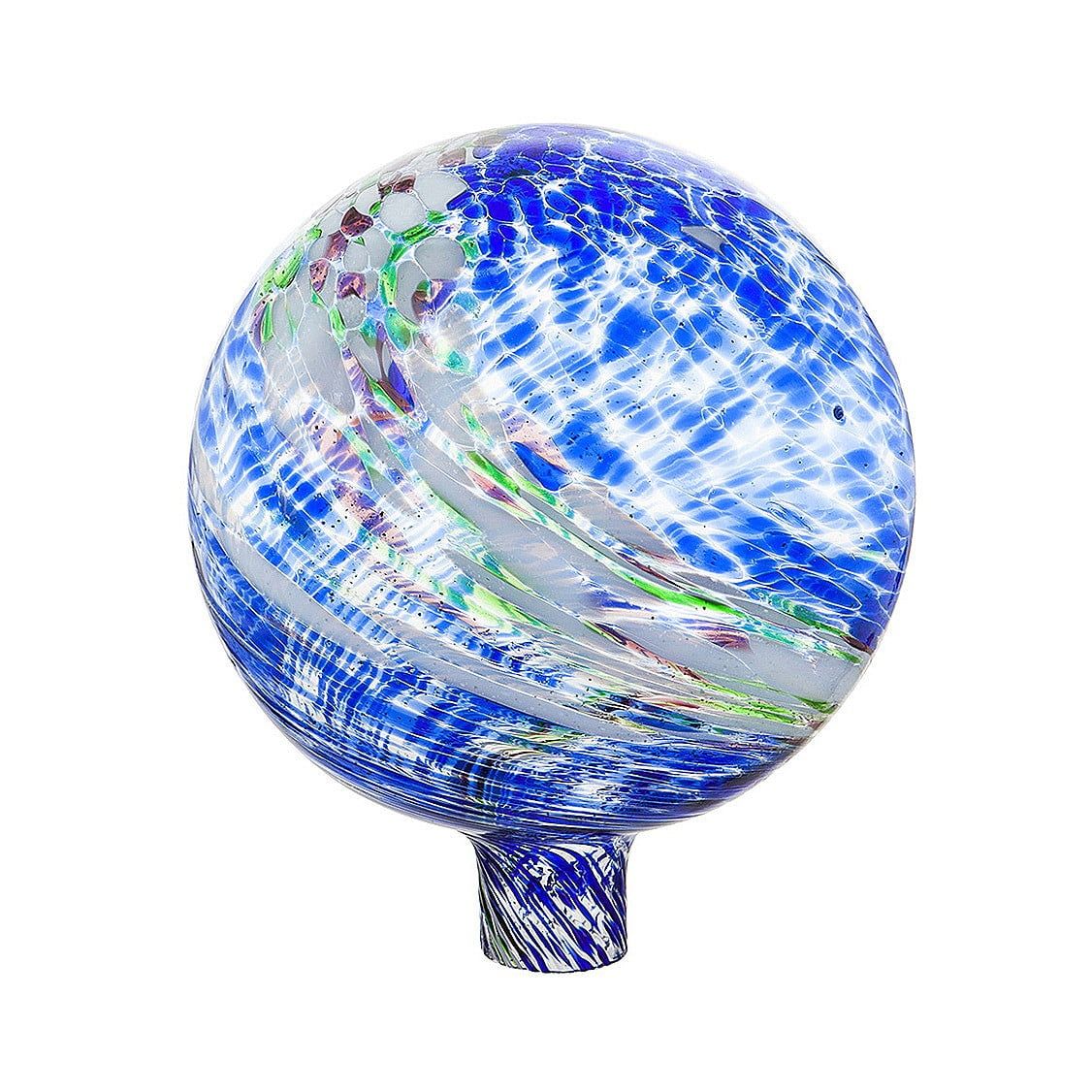 Blue and Green Glow in the Dark Glass Gazing Ball, 10"