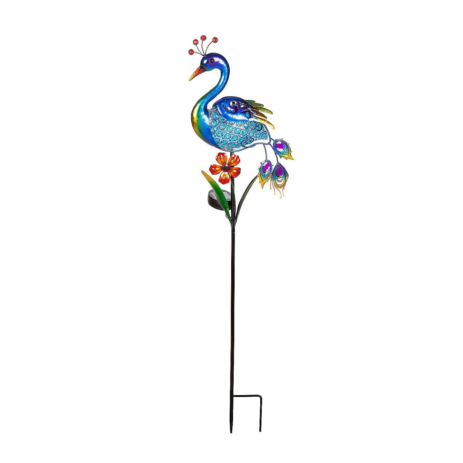 Colorful 36" Peacock Solar Garden Stake with 3D Embellishments