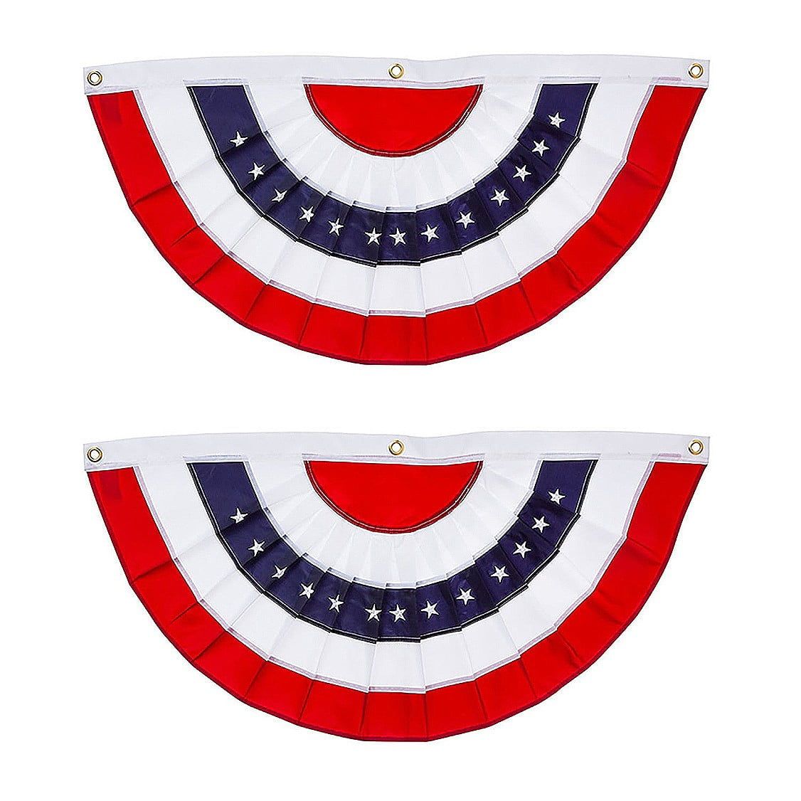 Medium Patriotic Nylon Pleated Bunting Flag, 58 x 27 Inches