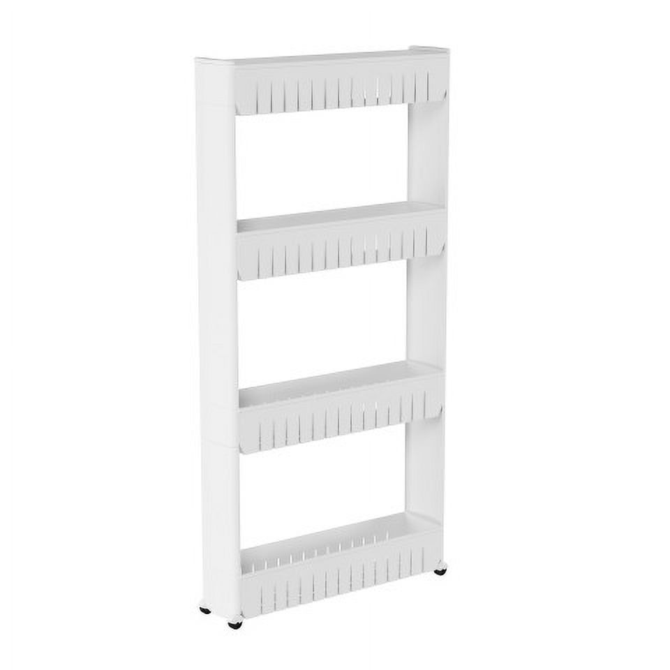 White 4-Tier Slim Rolling Storage Cart with Wheels