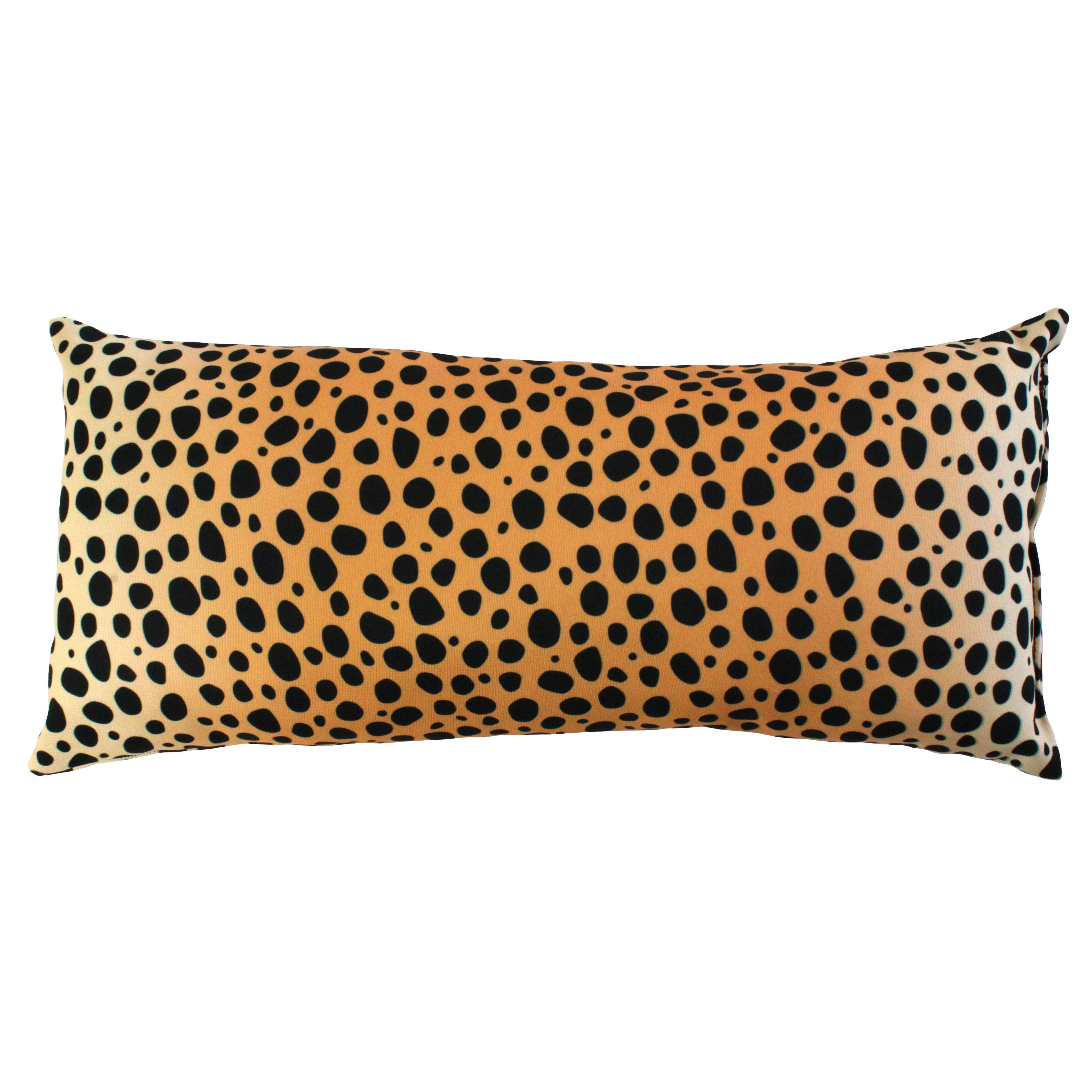 Natural Cheetah Print Polyester Decorative Pillow, 16x6 Inch