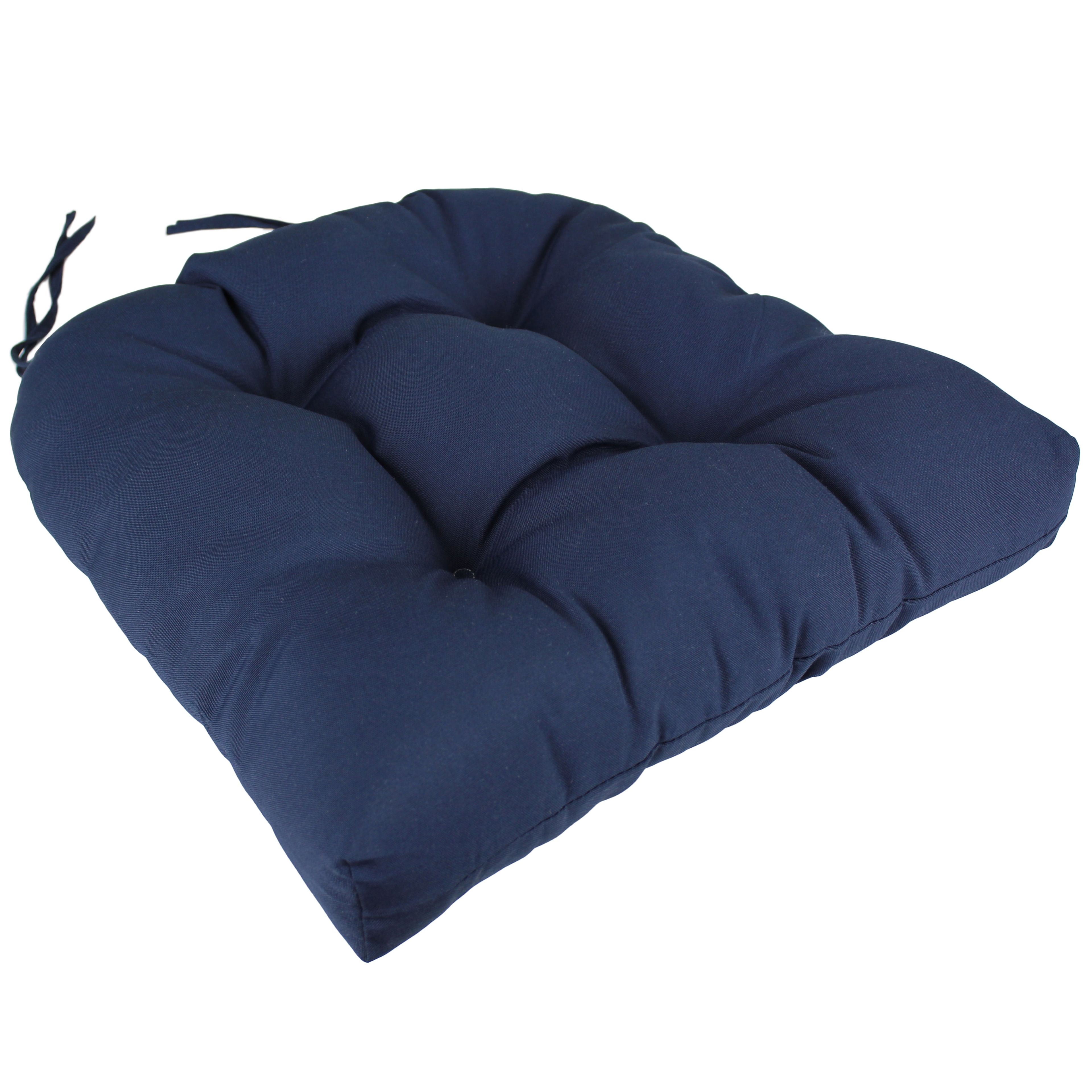 Navy Polyester Indoor/Outdoor Seat Cushion with Ties, 20" x 20"