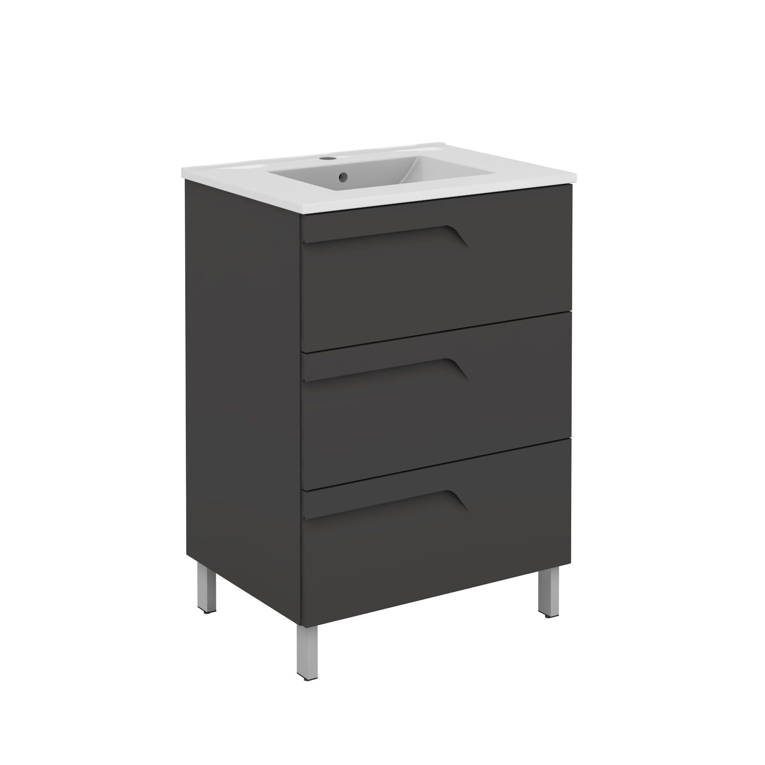 Joy 39" Gray Laminate Freestanding Bathroom Vanity with Porcelain Sink