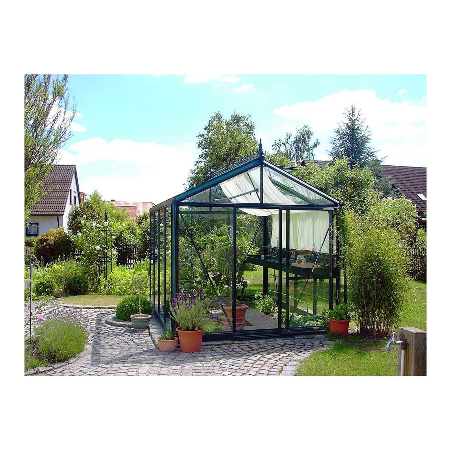 Victorian Black Aluminum and Glass 8.5' x 10.167' Greenhouse