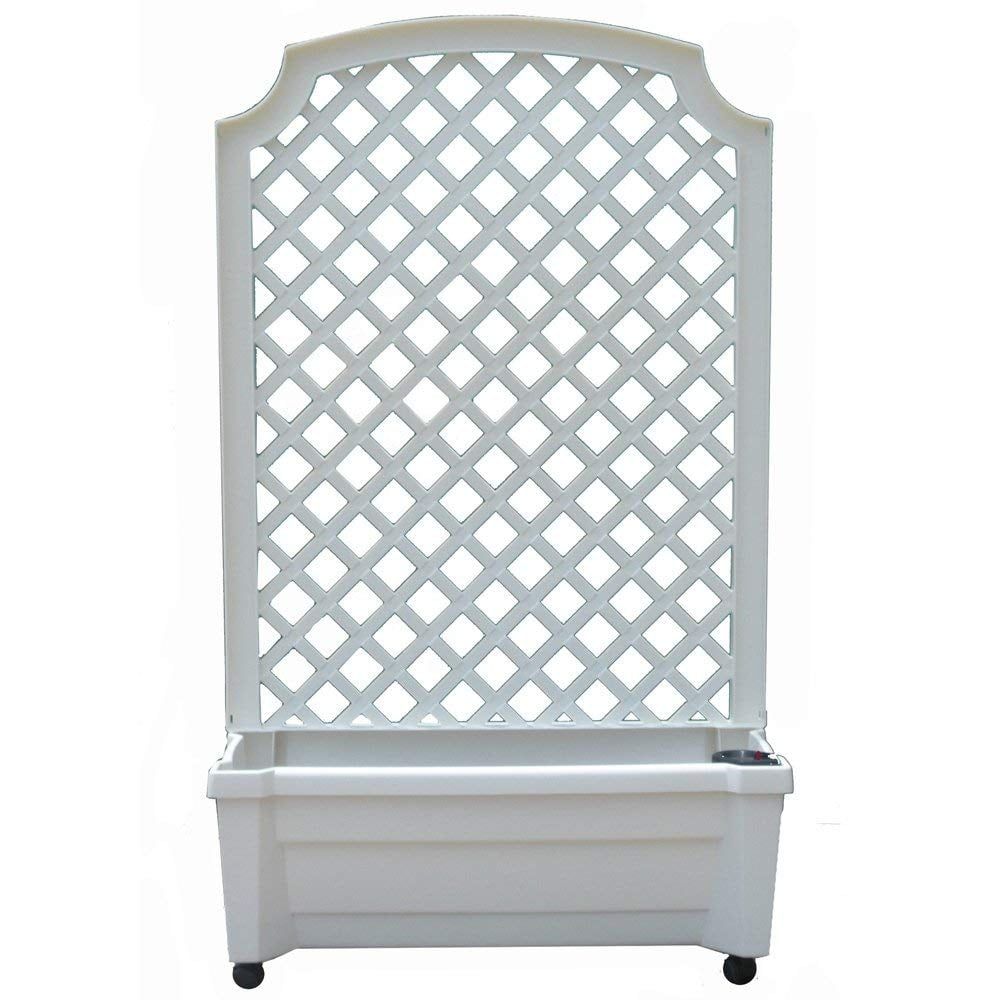 White Plastic Planter with Trellis and Water Reservoir