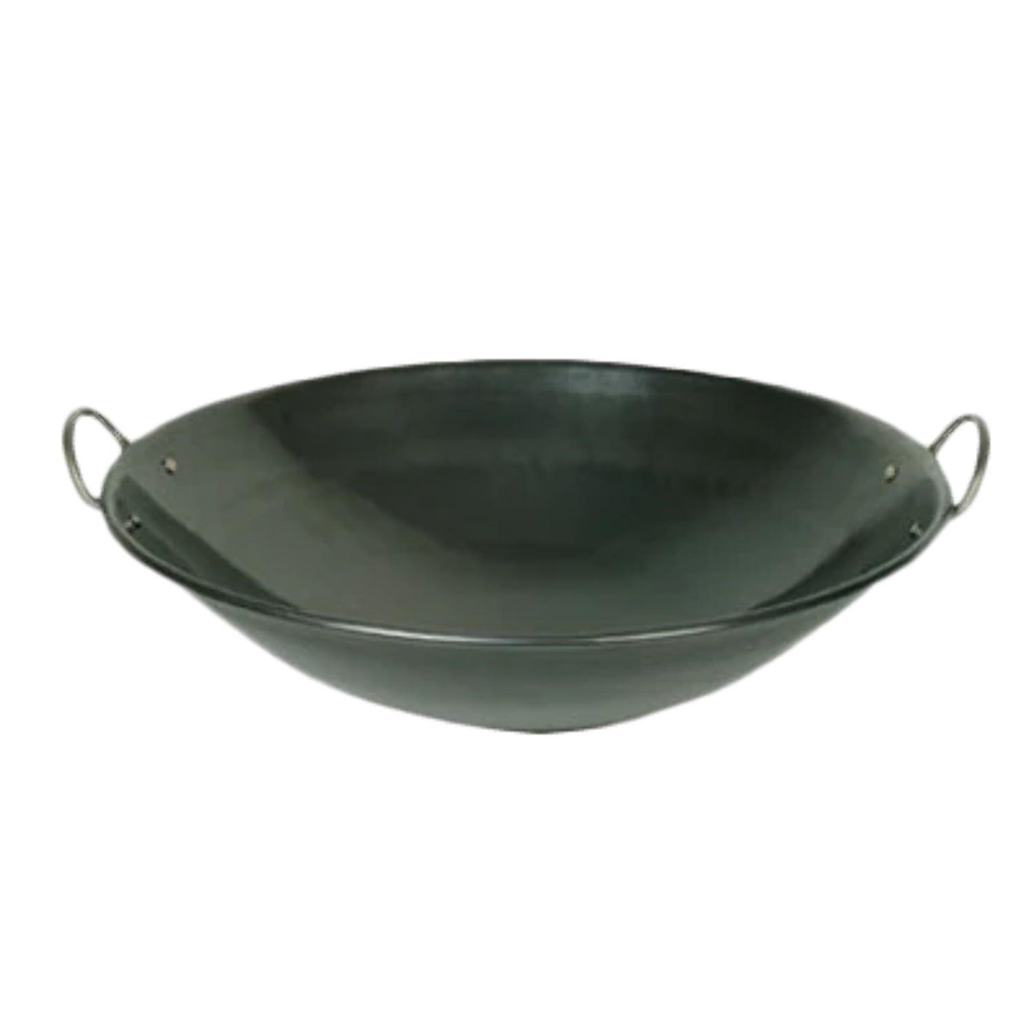 19" Black Iron Curved Rim Wok with Handles