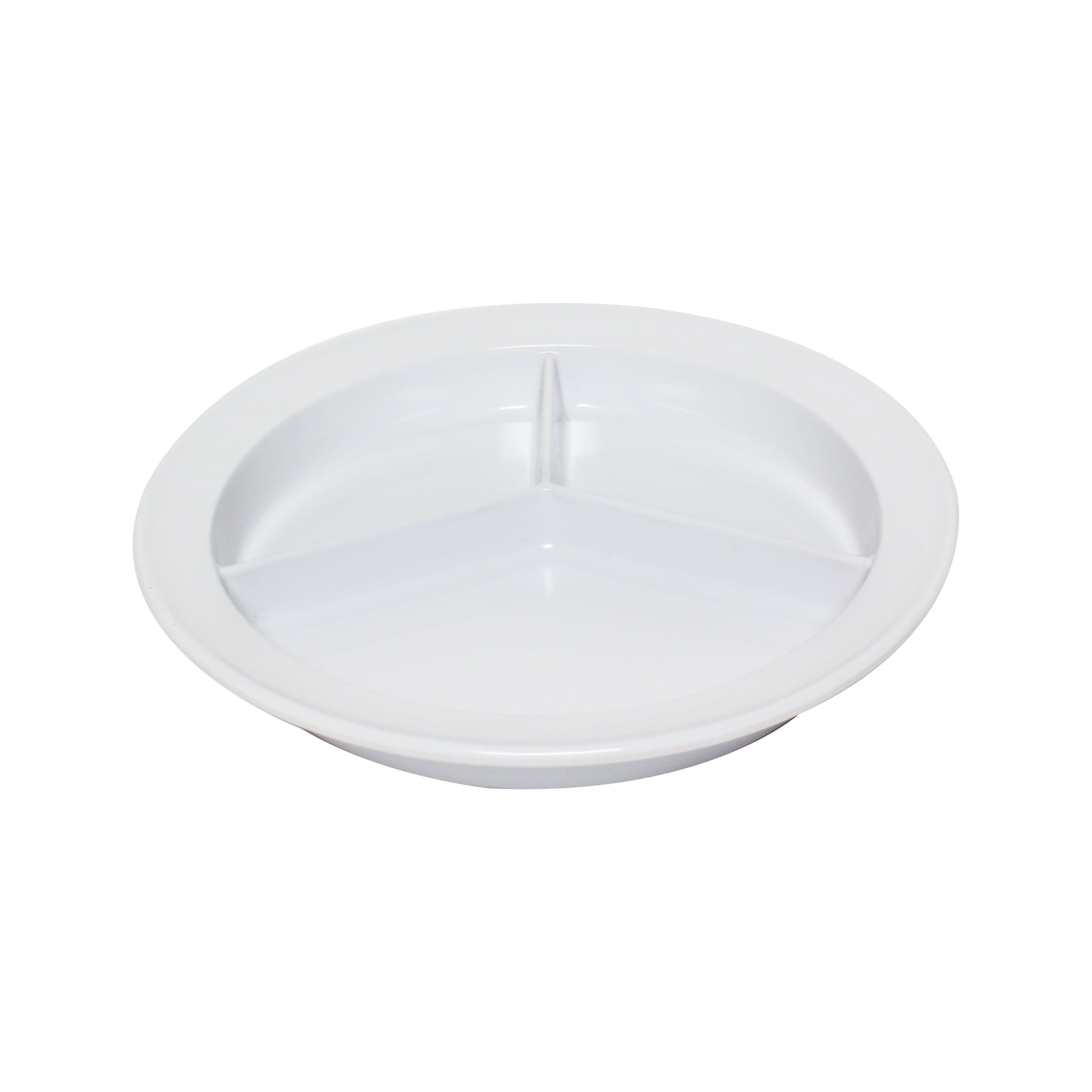 White Melamine 8" 3-Compartment Stain-Resistant Plate