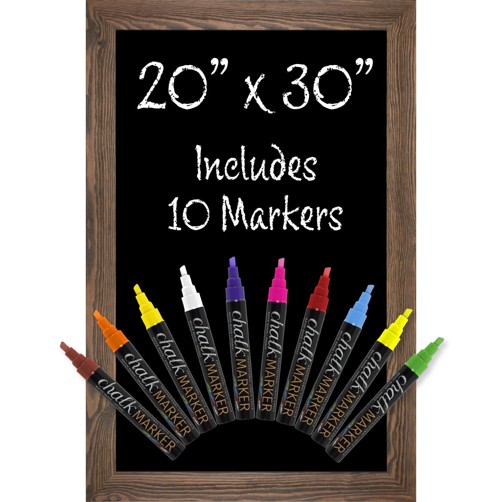 Rustic Brown Magnetic Porcelain Chalkboard with Pine Wood Frame, 20" x 30"