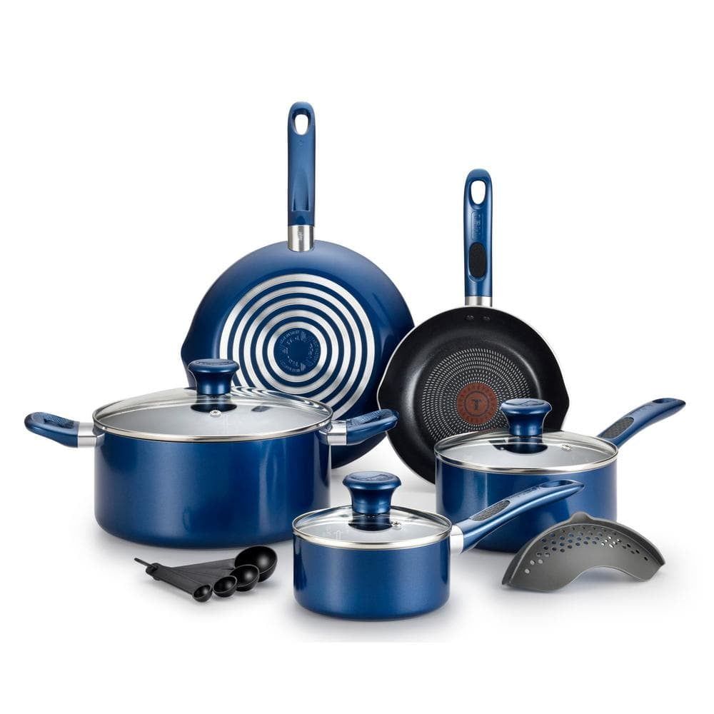 Blue 14-Piece Non-Stick Aluminum Cookware Set