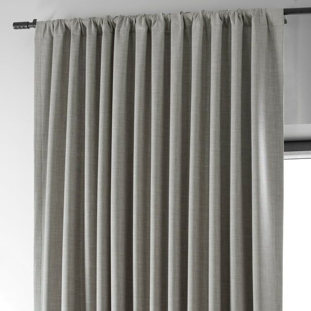 Dark Greige Extra Wide Pleated Blackout Linen Window Panel