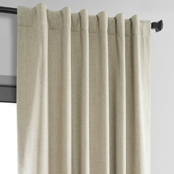 Light Tan Linen Weave Blackout Curtain Panel, 50 x 96 Inches