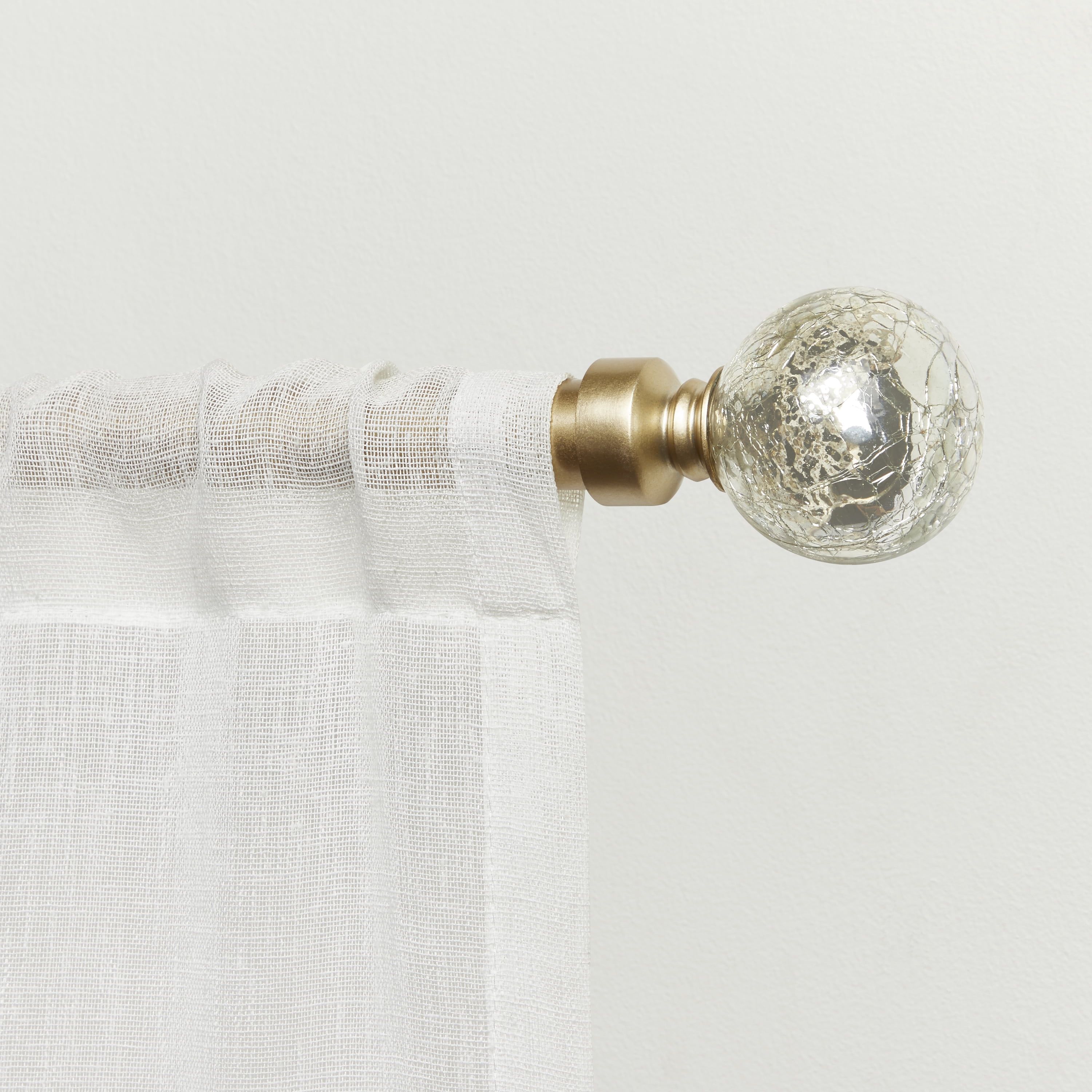 Gold Adjustable Curtain Rod with Acrylic Finials, 36"-72"