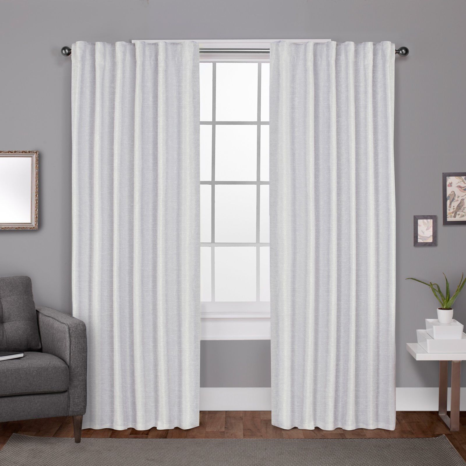 Winter White Textured Jacquard Blackout Curtain Panels, 52" x 84"