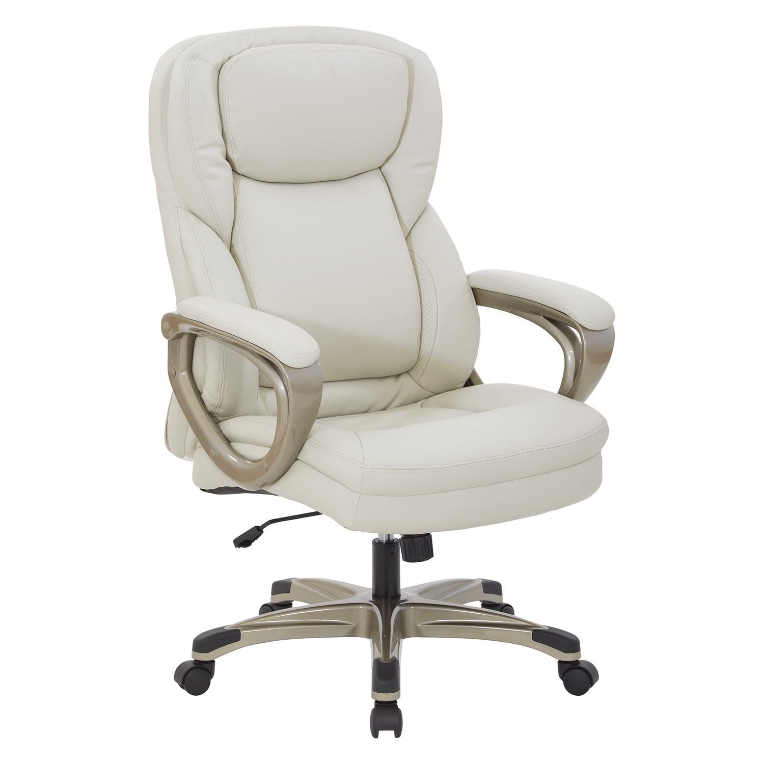 Cream Bonded Leather Executive Office Chair with Metal Base