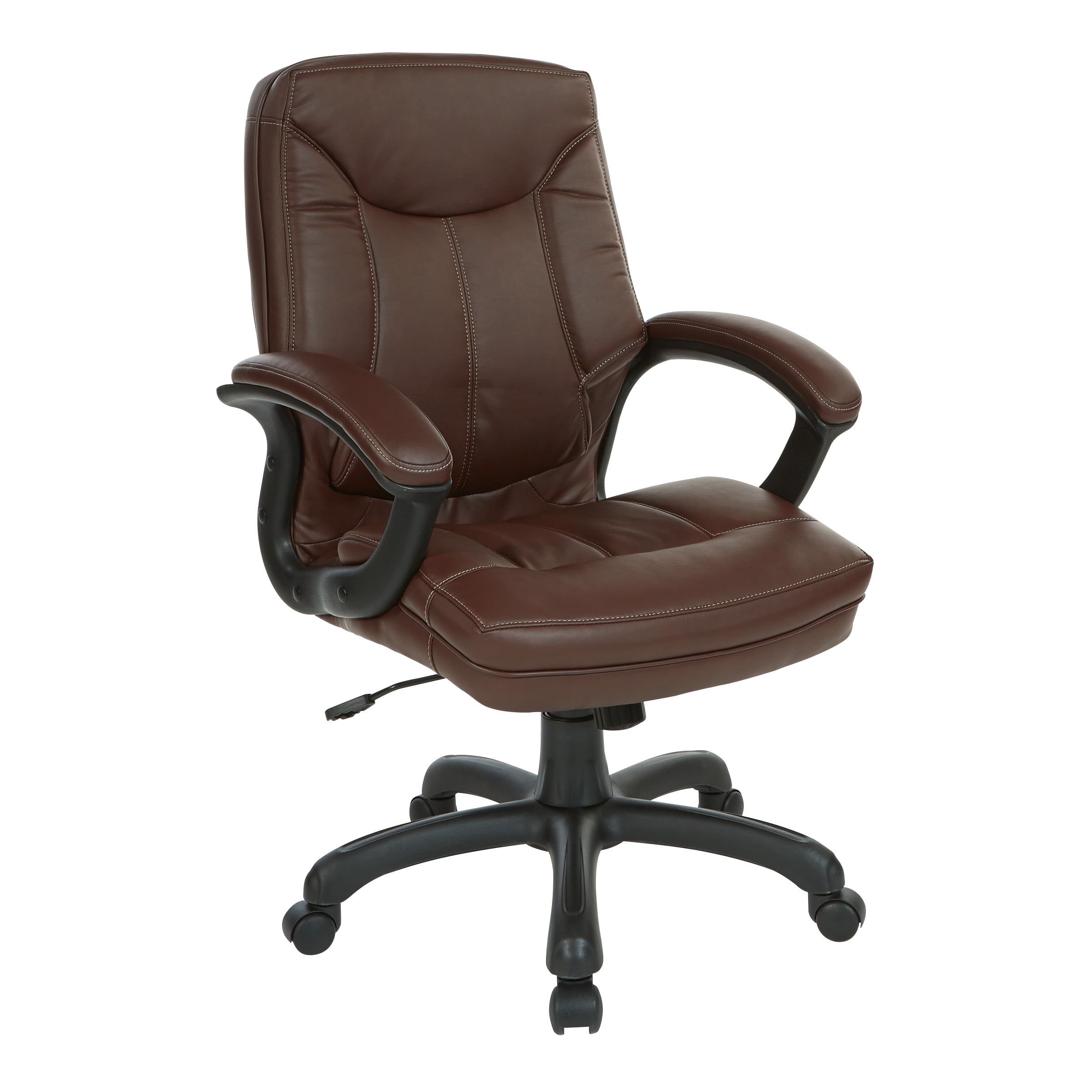 Chocolate Faux Leather Mid Back Swivel Office Chair