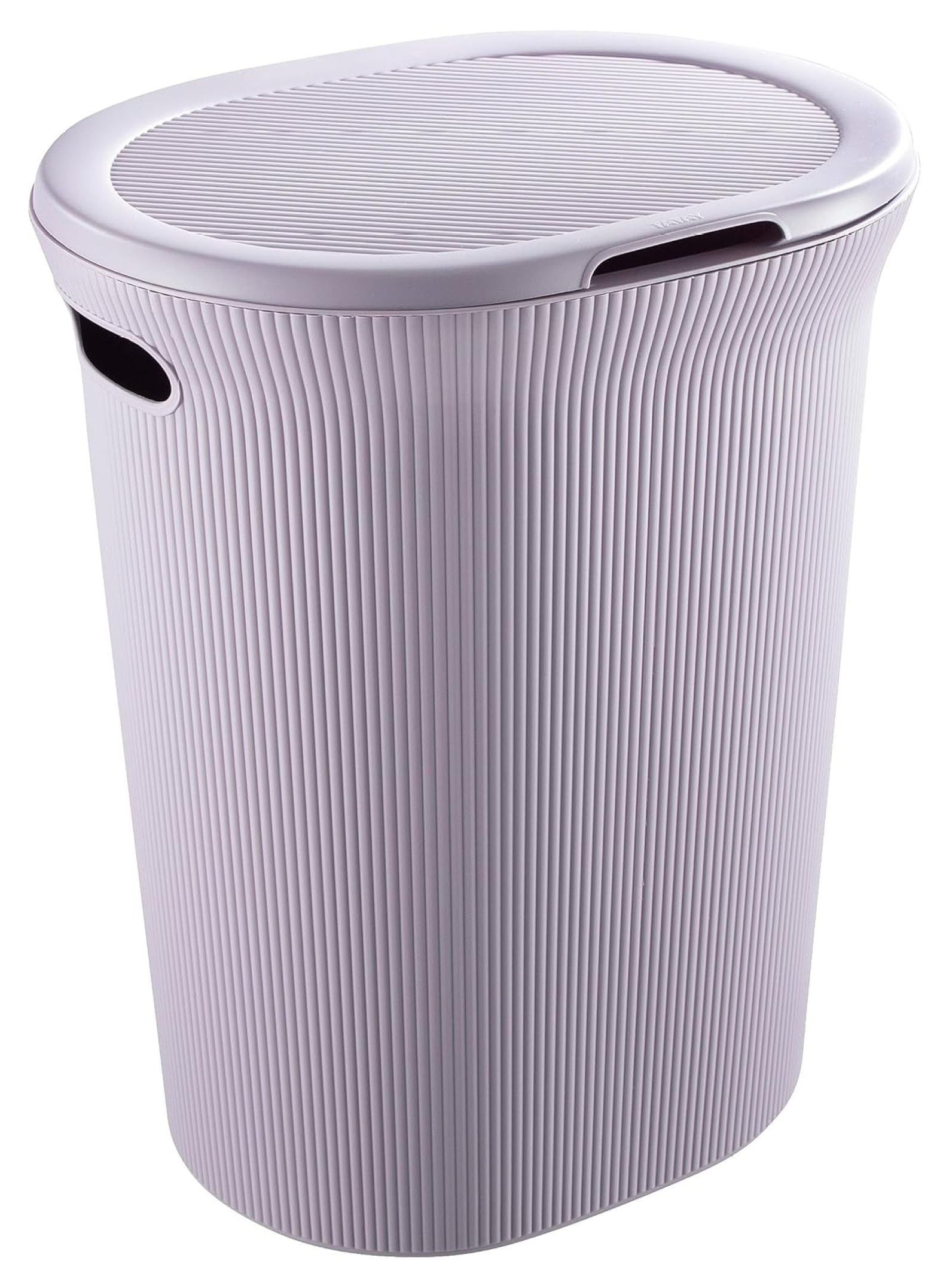 Lilac Plastic Laundry Hamper with Lid and Handles