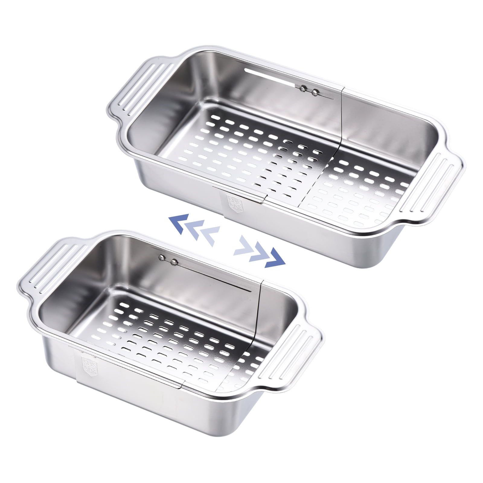 Adjustable Silver Stainless Steel Over-Sink Strainer Basket