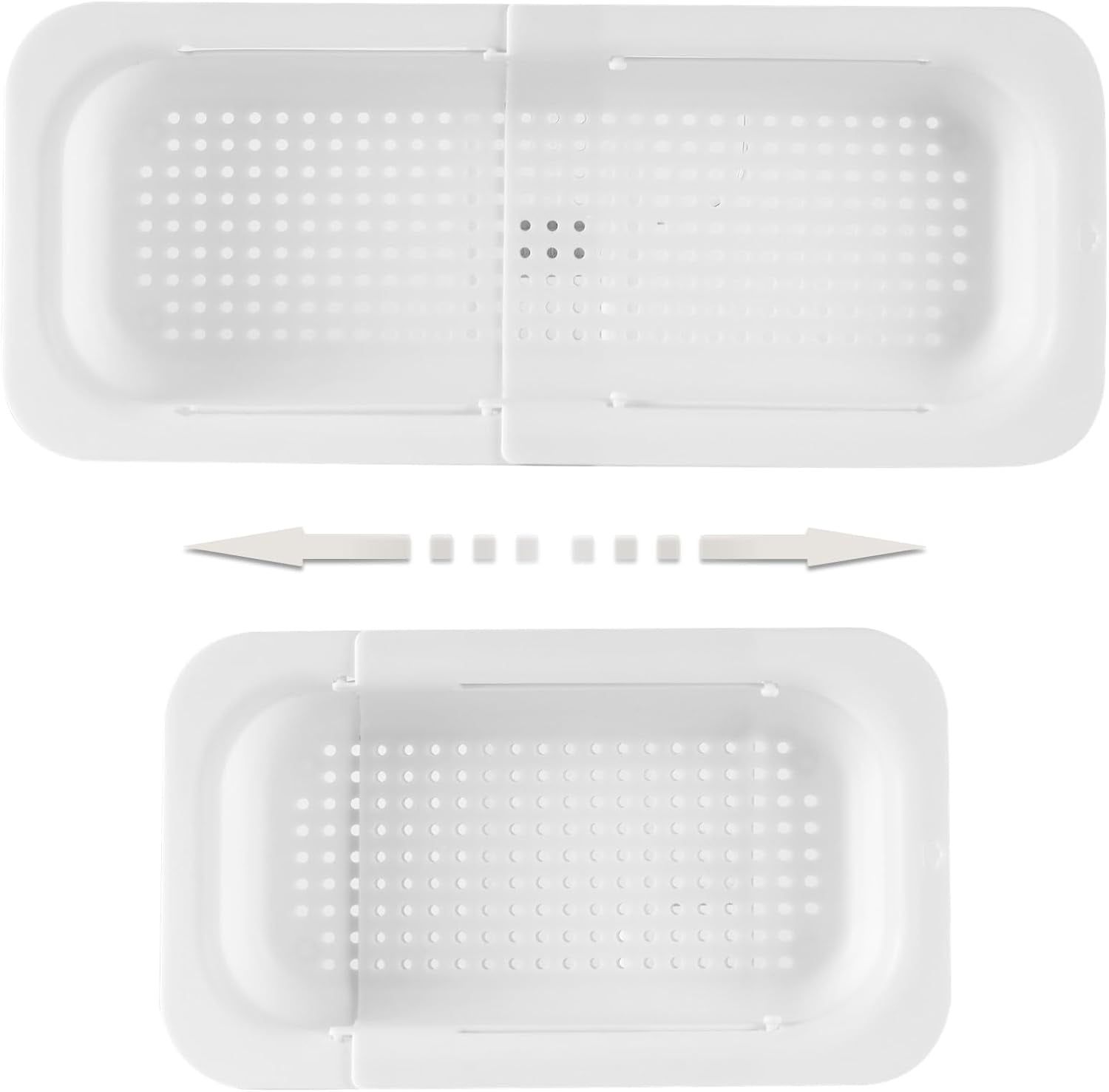 White Adjustable Over-the-Sink Colander Strainer Basket