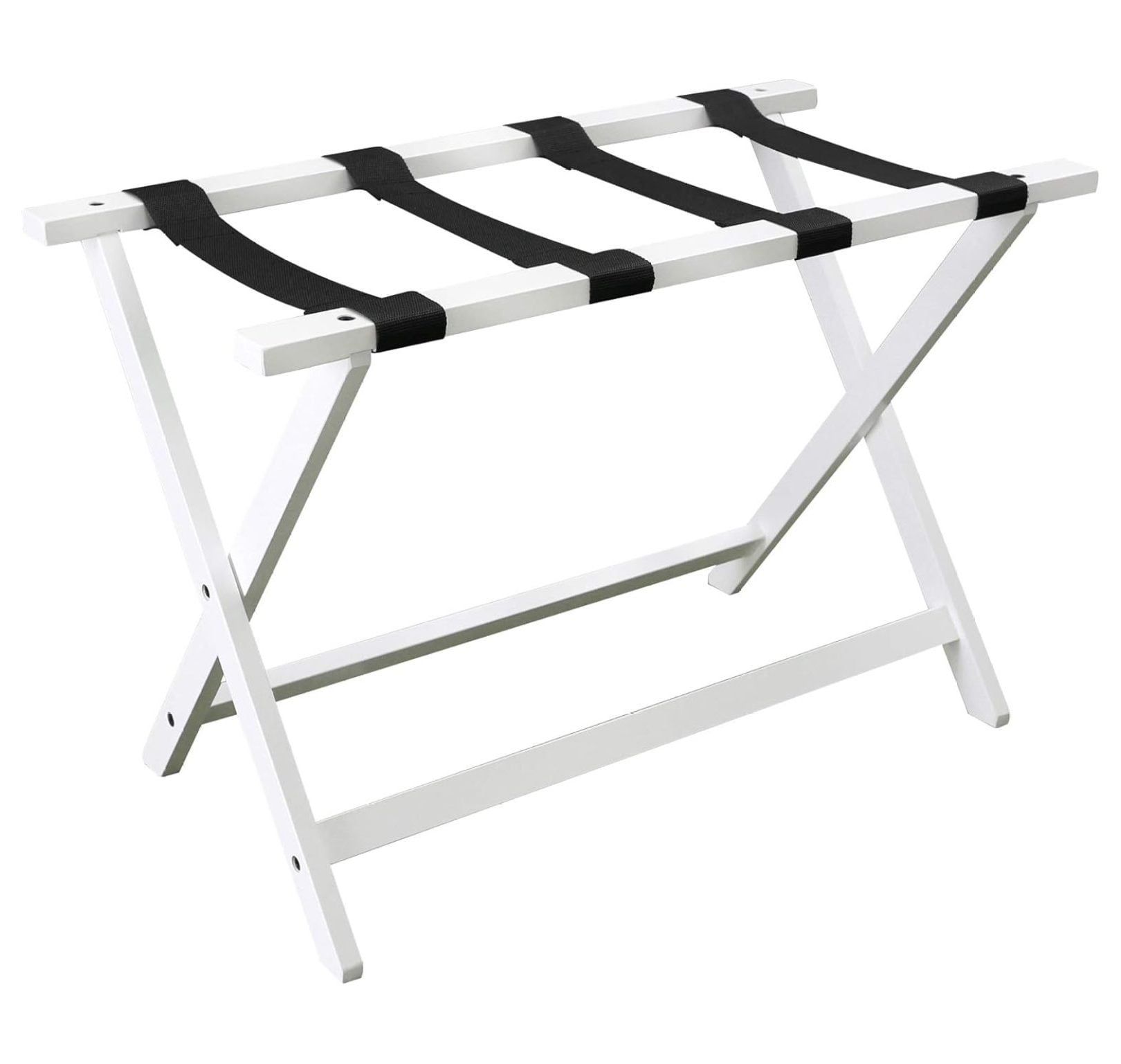 Extra Wide White Solid Wood Foldable Luggage Rack